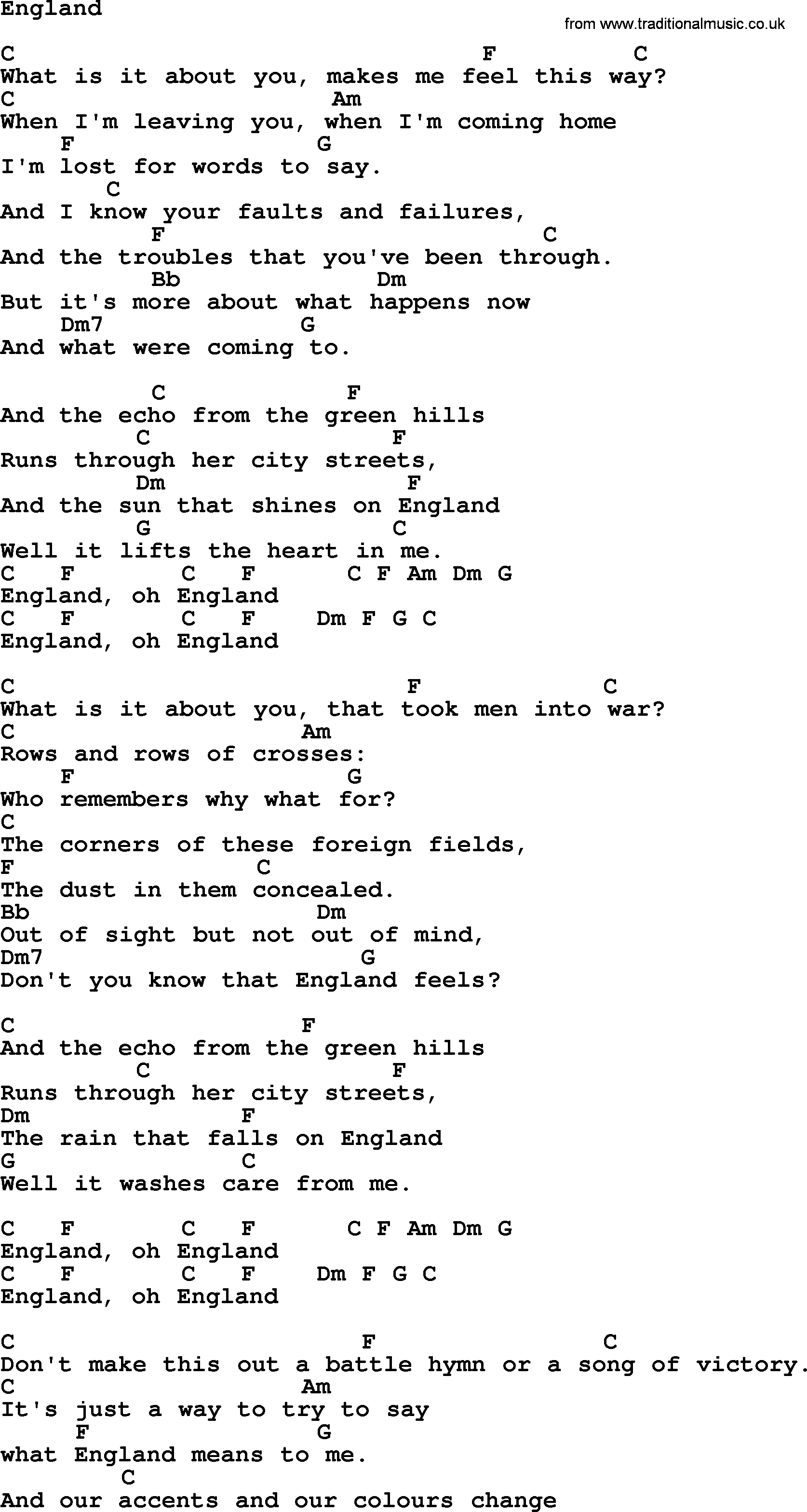 Ralph McTell Song: England, lyrics and chords