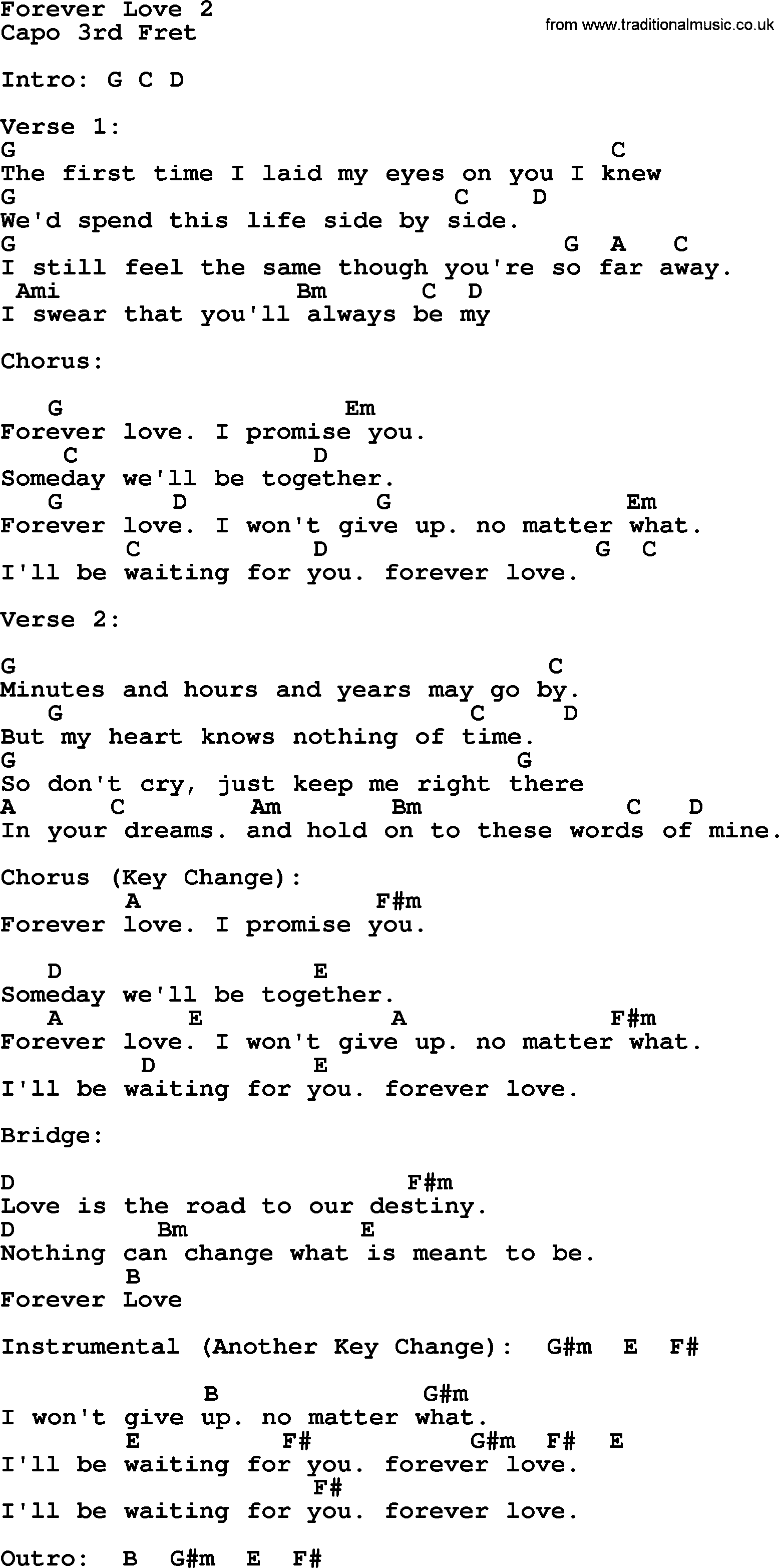 Reba McEntire song: Forever Love 2, lyrics and chords