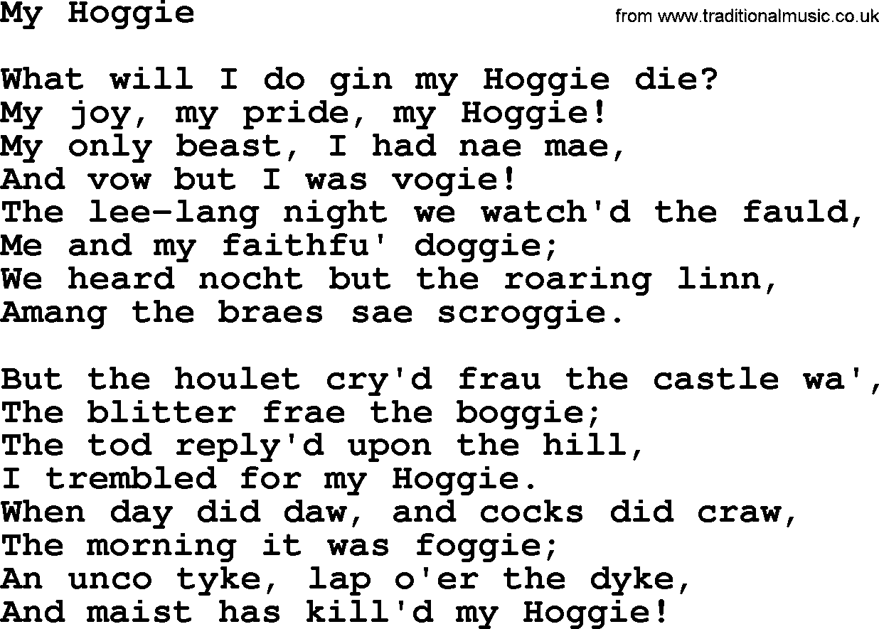 Robert Burns Songs & Lyrics: My Hoggie
