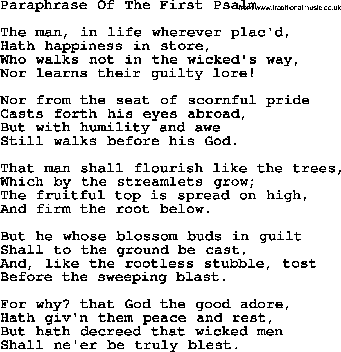 Robert Burns Songs & Lyrics: Paraphrase Of The First Psalm