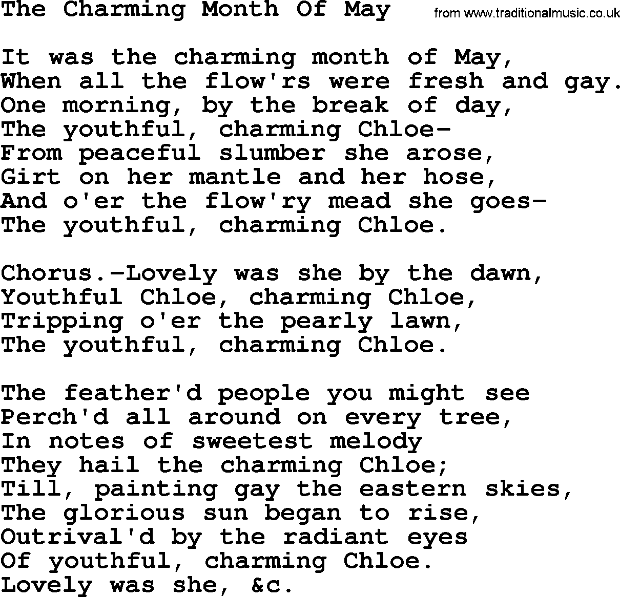 Robert Burns Songs & Lyrics: The Charming Month Of May