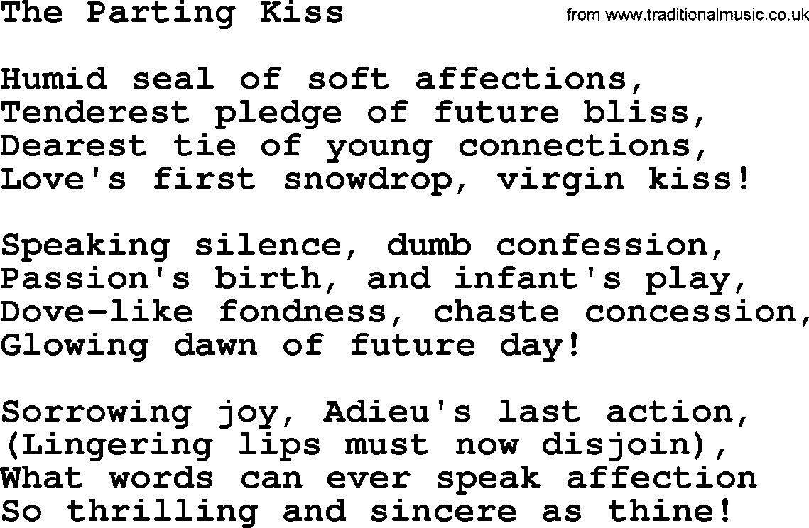 Robert Burns Songs & Lyrics: The Parting Kiss