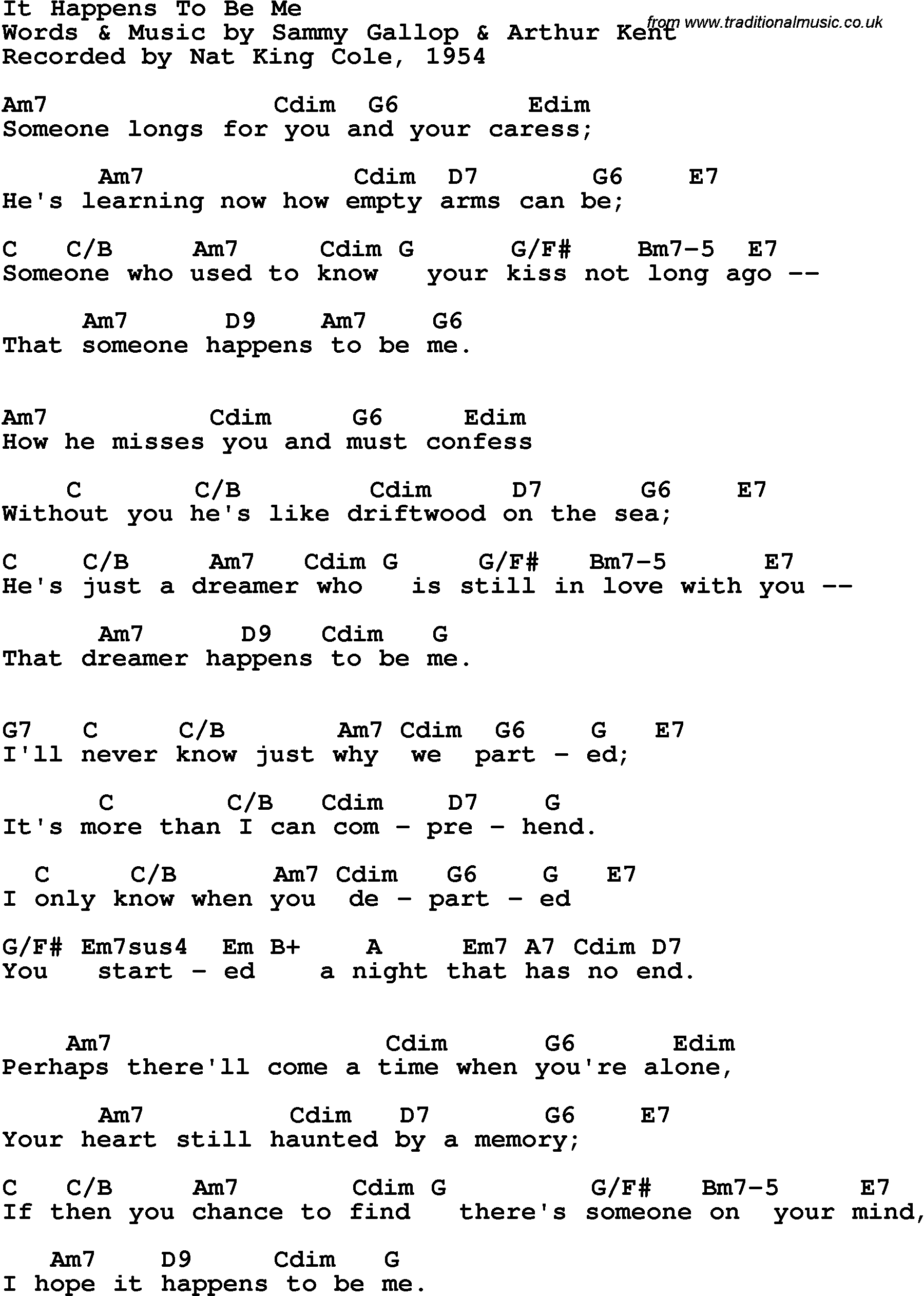 Song Lyrics with guitar chords for It Happened In Monterey - Frank Sinatra, 1955