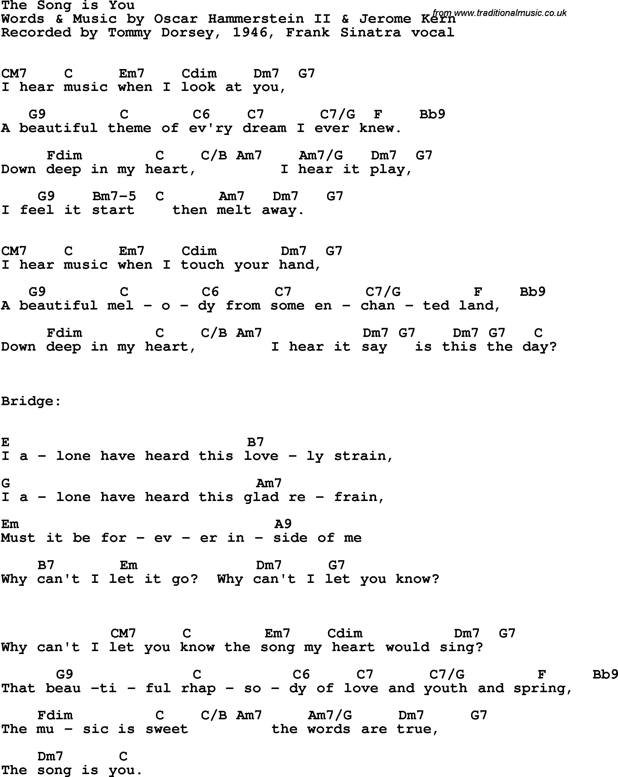 Song Lyrics with guitar chords for Songbird - Barbra Streisand, 1978