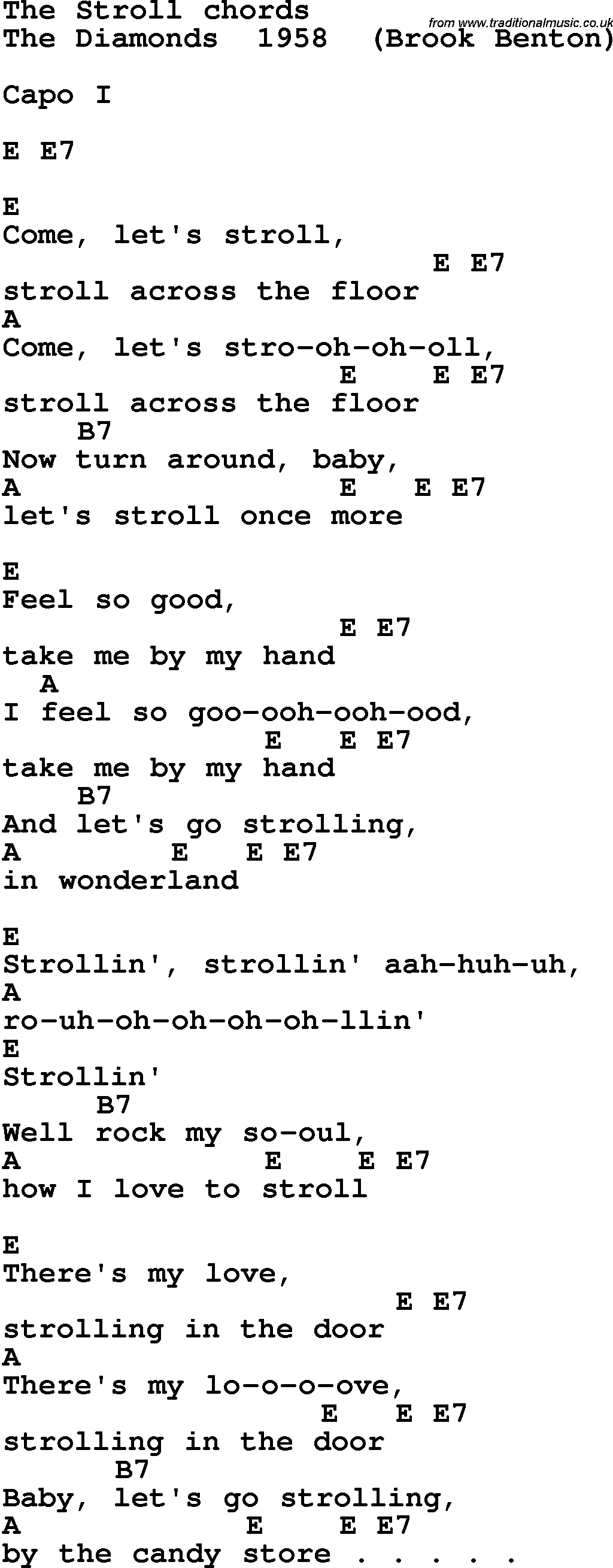 Song Lyrics with guitar chords for The Stroll - The Diamonds 1958