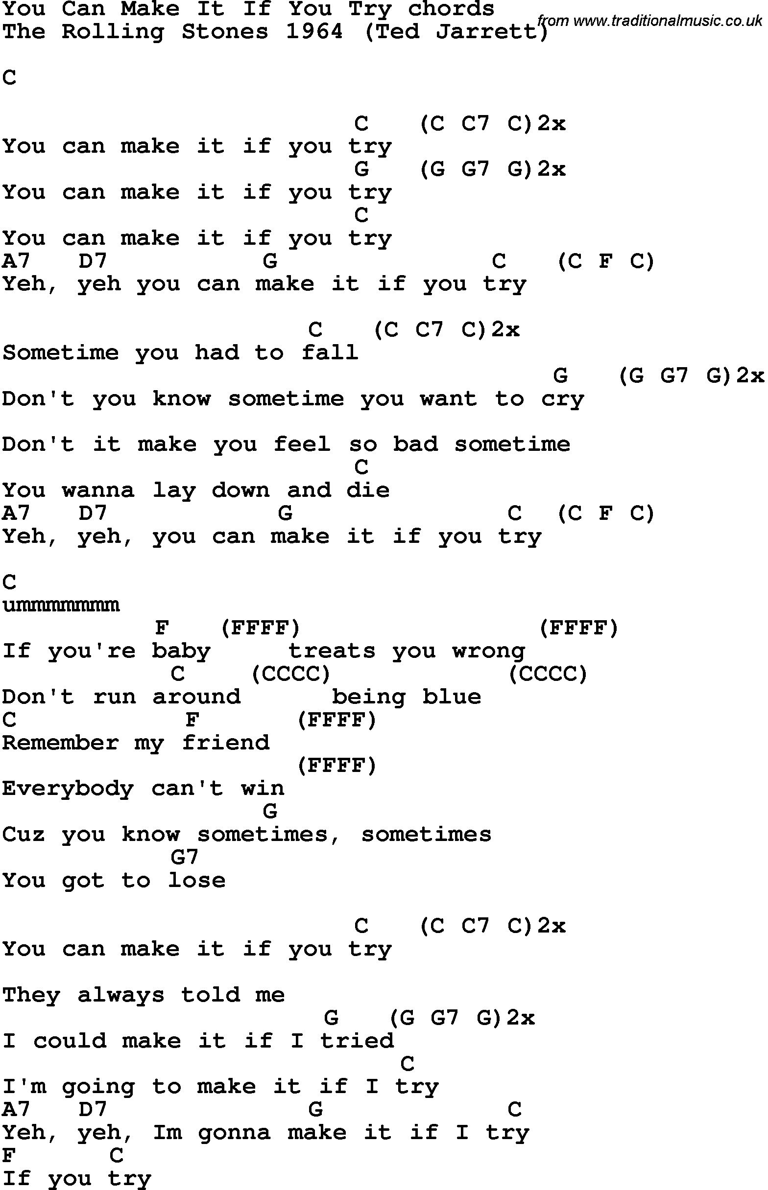 Song Lyrics with guitar chords for You Can Make It If You Try