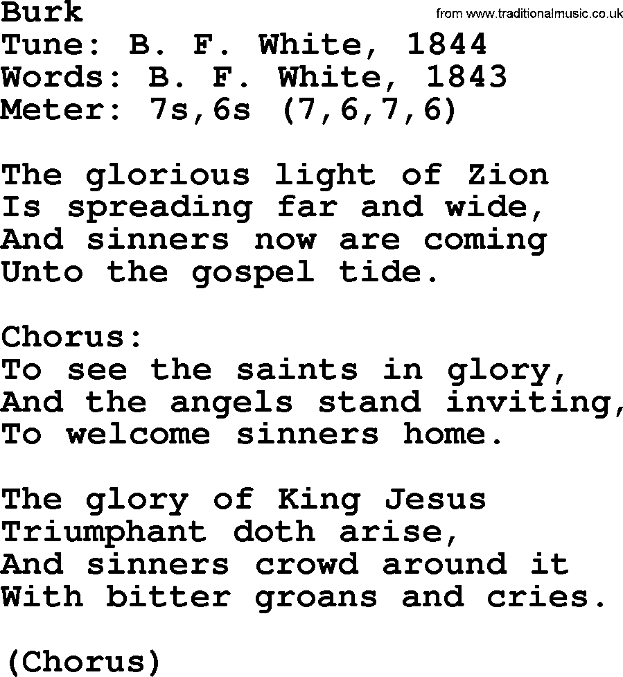 Sacred Harp songs collection, song: Burk, lyrics and PDF