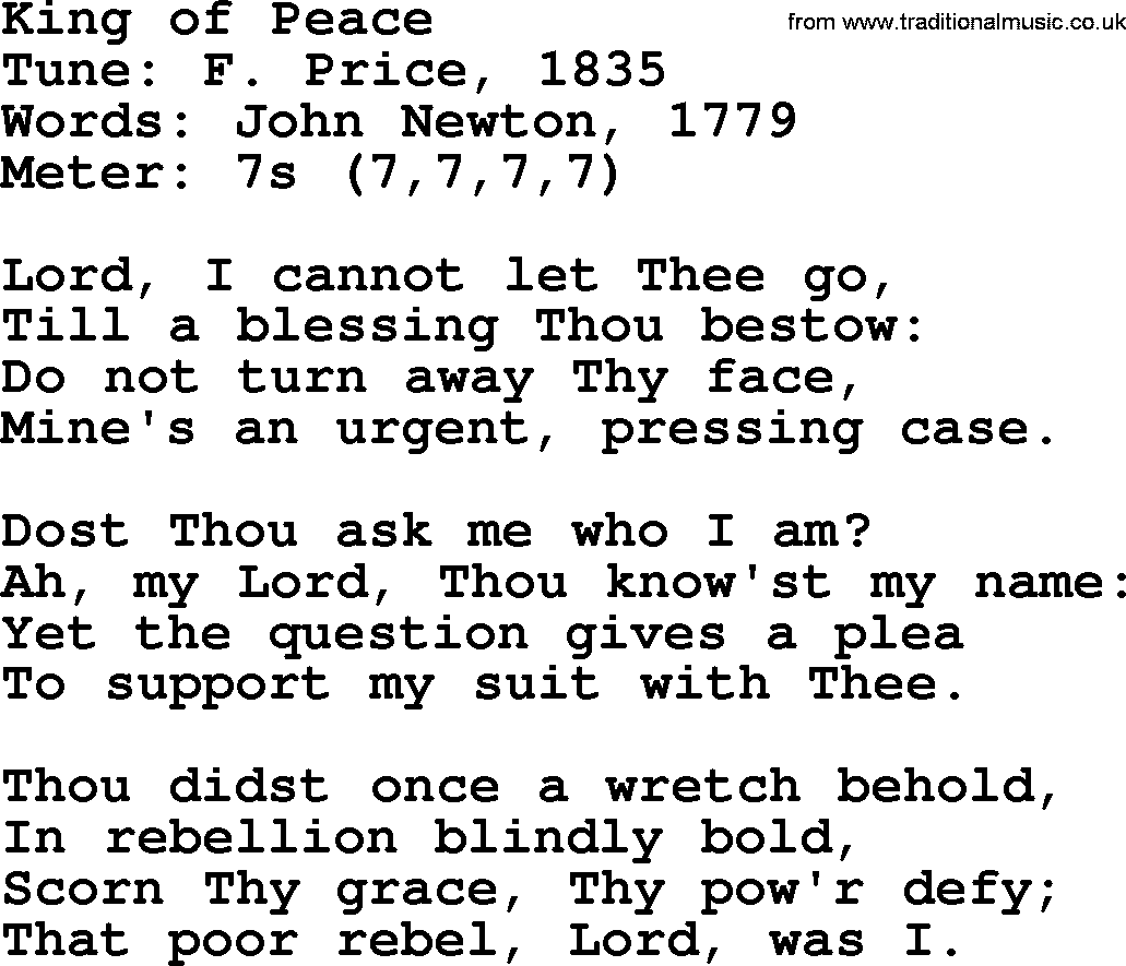 Sacred Harp songs collection, song: King Of Peace, lyrics and PDF