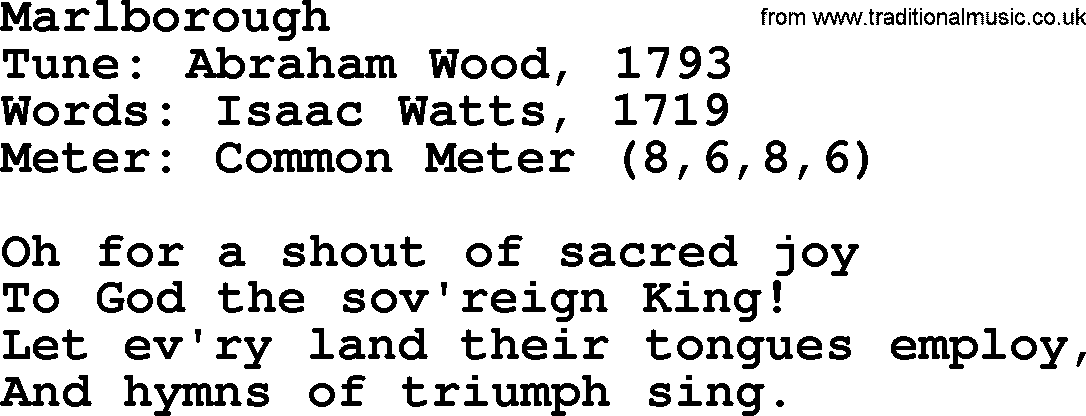 Sacred Harp songs collection, song: Marlborough, lyrics and PDF