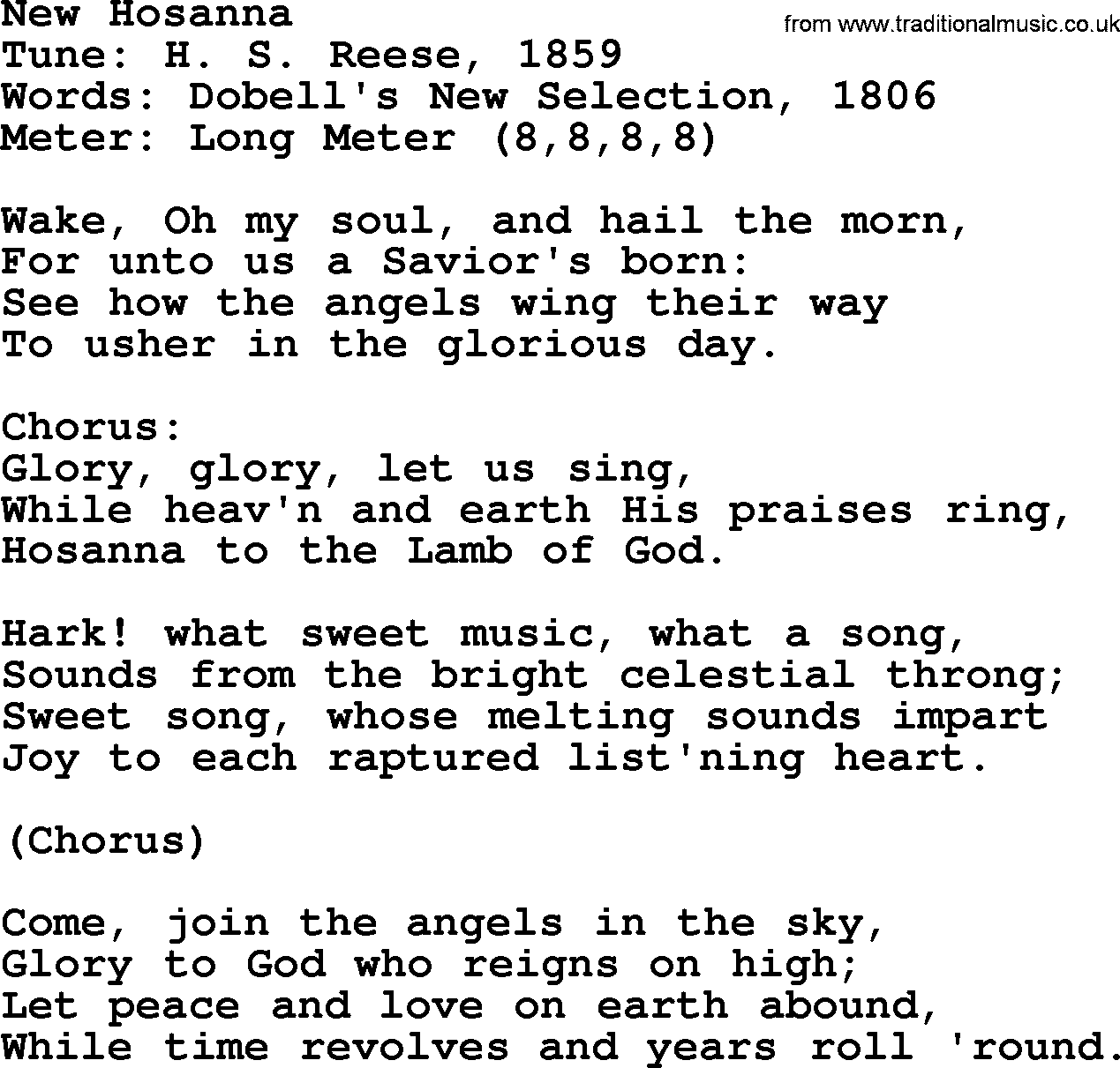 Sacred Harp songs collection, song: New Hosanna, lyrics and PDF