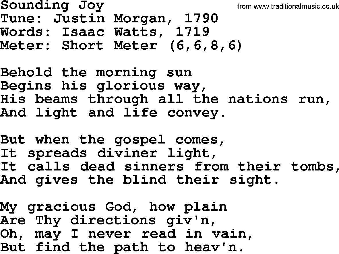 Sacred Harp songs collection, song: Sounding Joy, lyrics and PDF