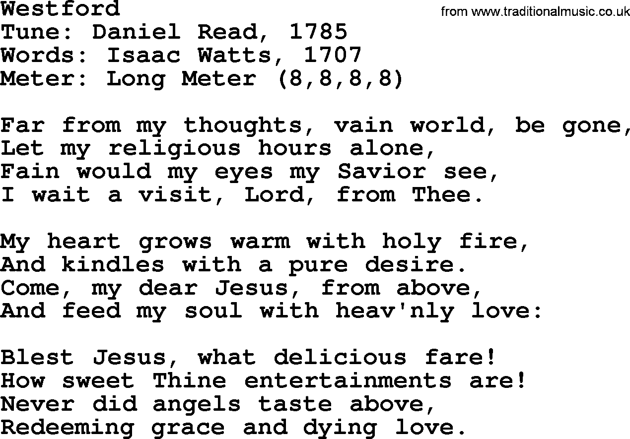 Sacred Harp songs collection, song: Westford, lyrics and PDF