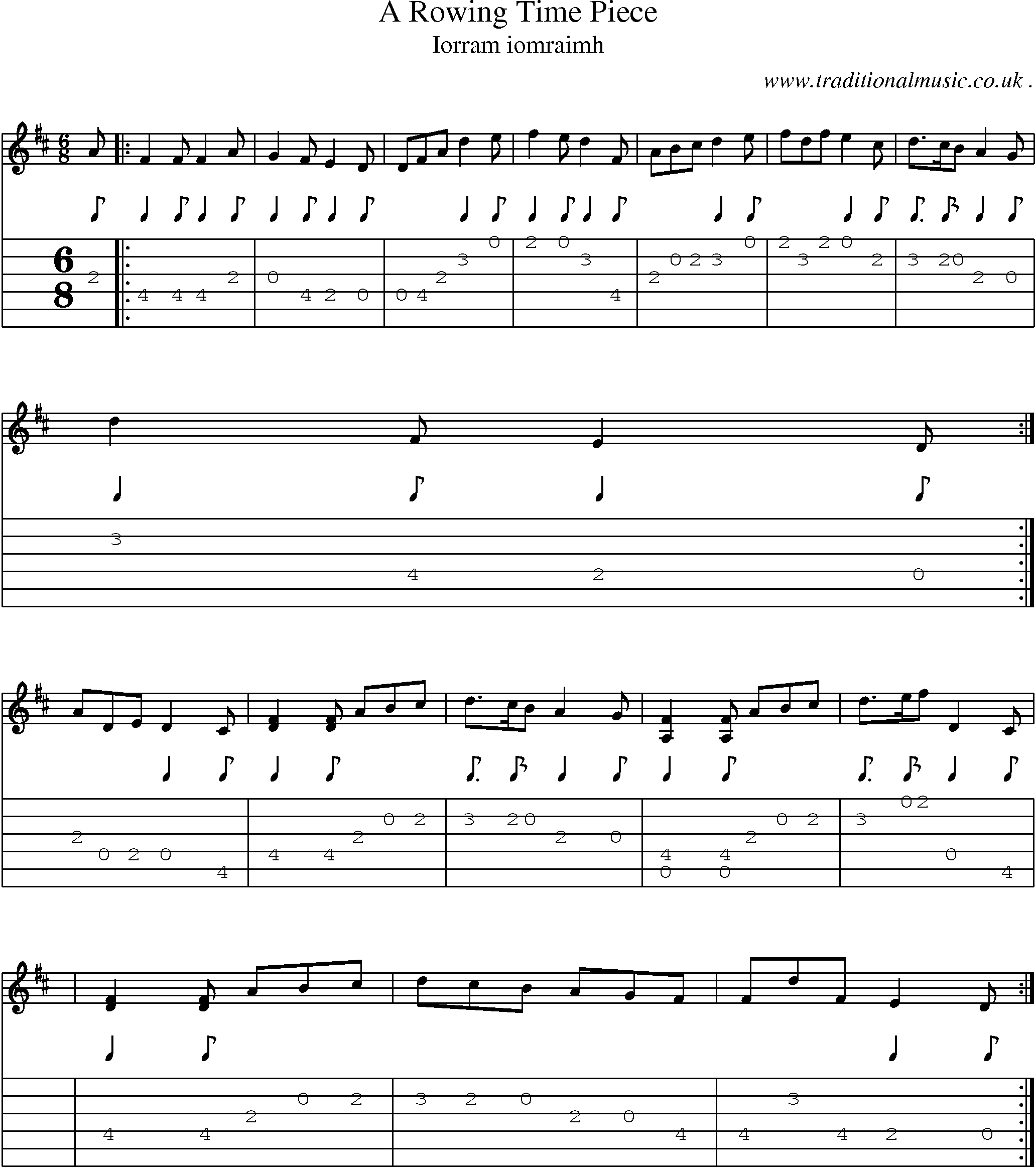 Sheet-music  score, Chords and Guitar Tabs for A Rowing Time Piece