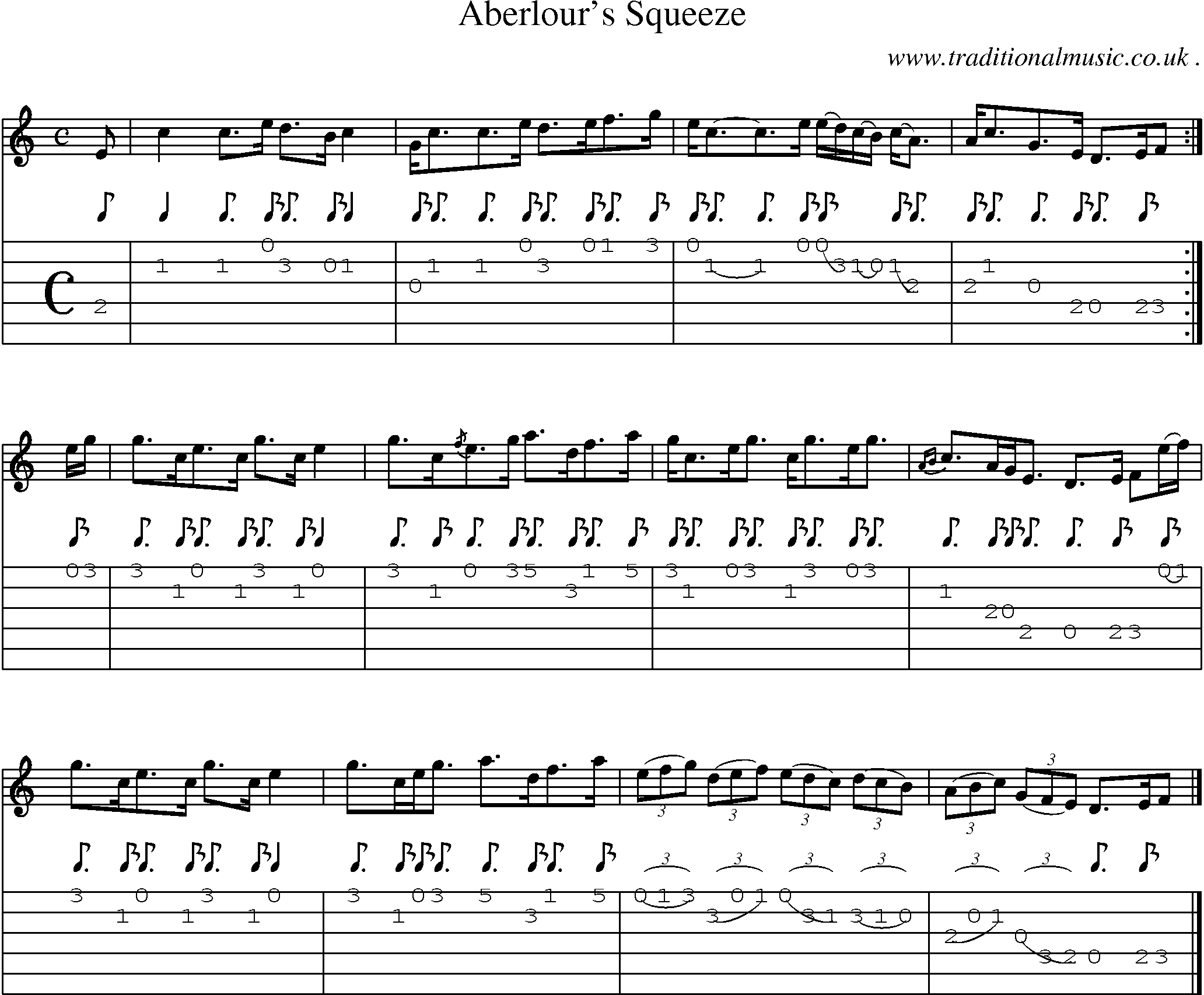 Sheet-music  score, Chords and Guitar Tabs for Aberlours Squeeze