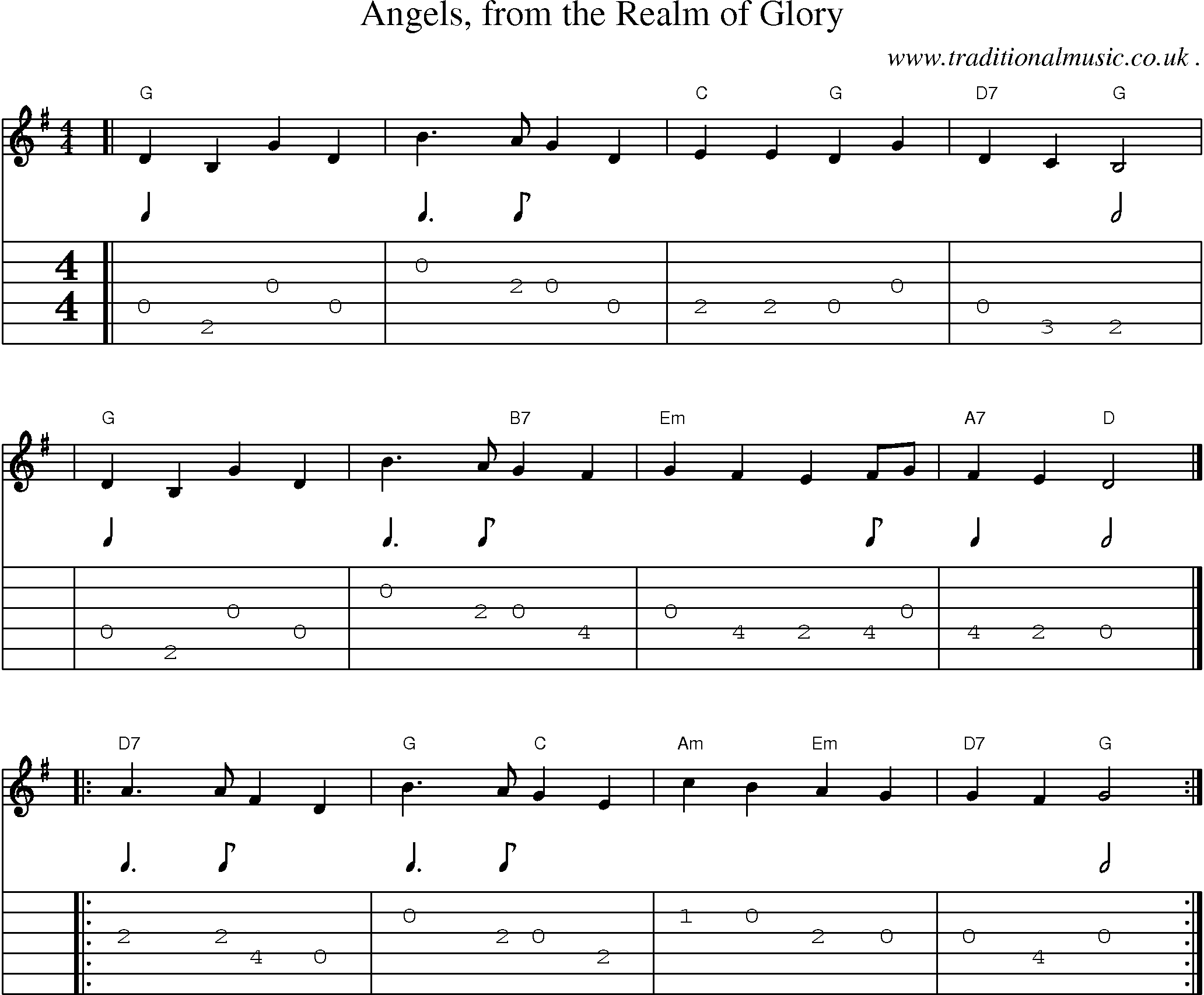 Sheet-music  score, Chords and Guitar Tabs for Angels From The Realm Of Glory