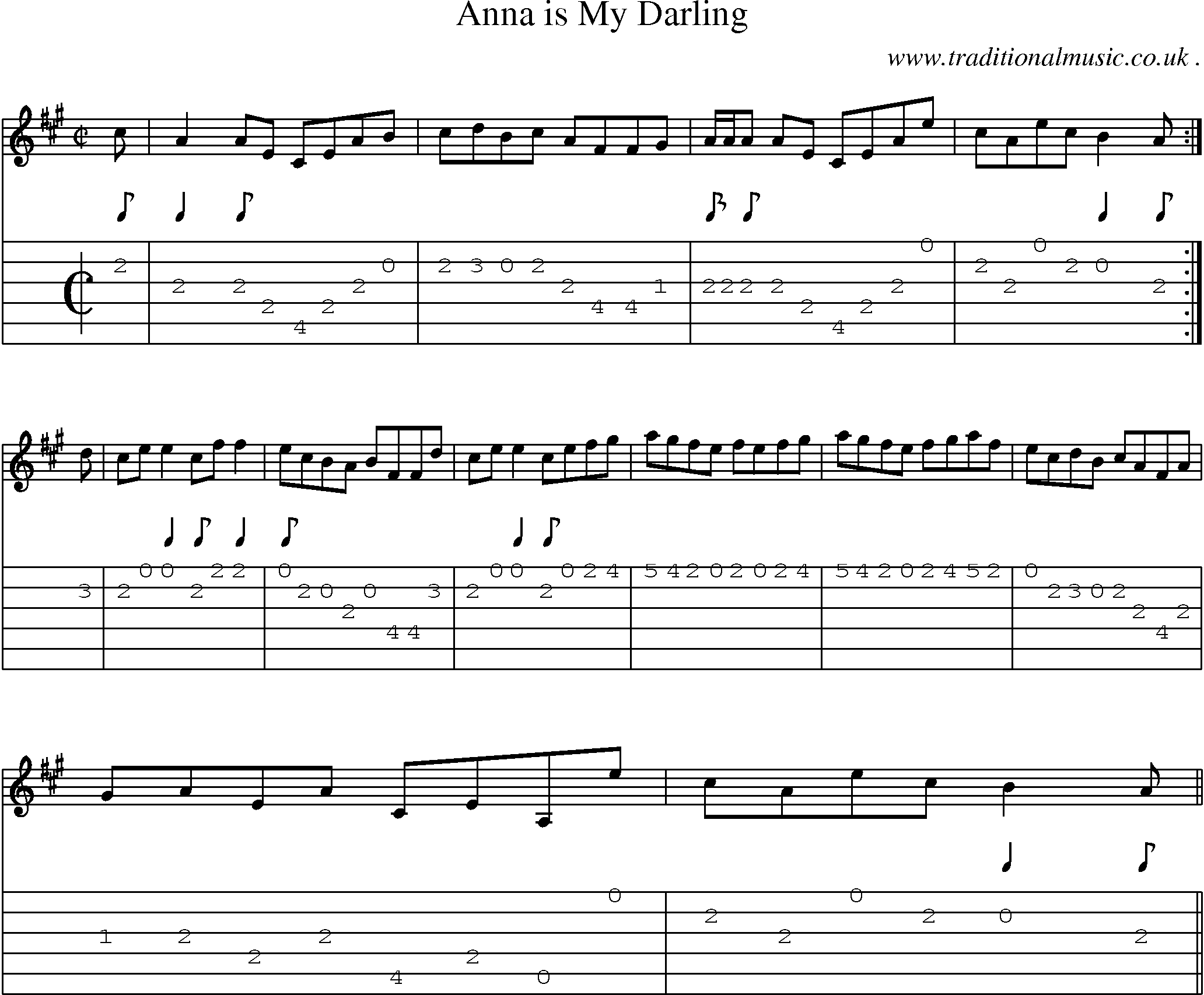 Sheet-music  score, Chords and Guitar Tabs for Anna Is My Darling