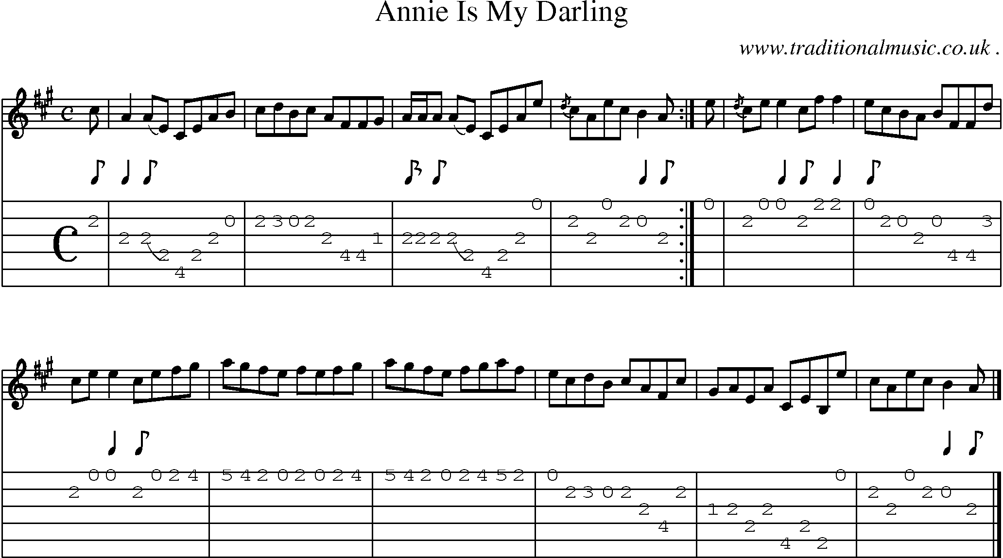 Sheet-music  score, Chords and Guitar Tabs for Annie Is My Darling