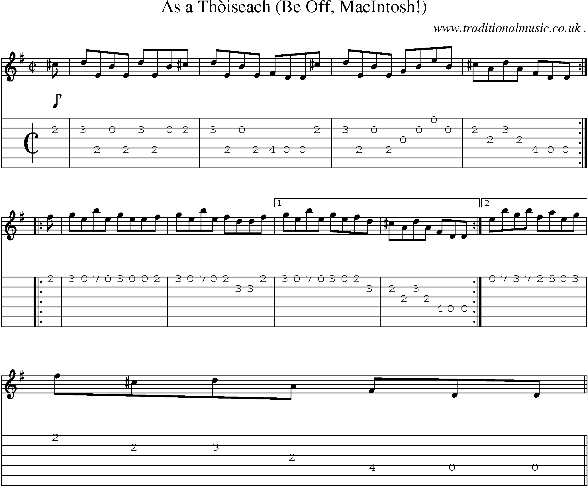 Sheet-music  score, Chords and Guitar Tabs for As A Thoiseach Be Off Macintosh!