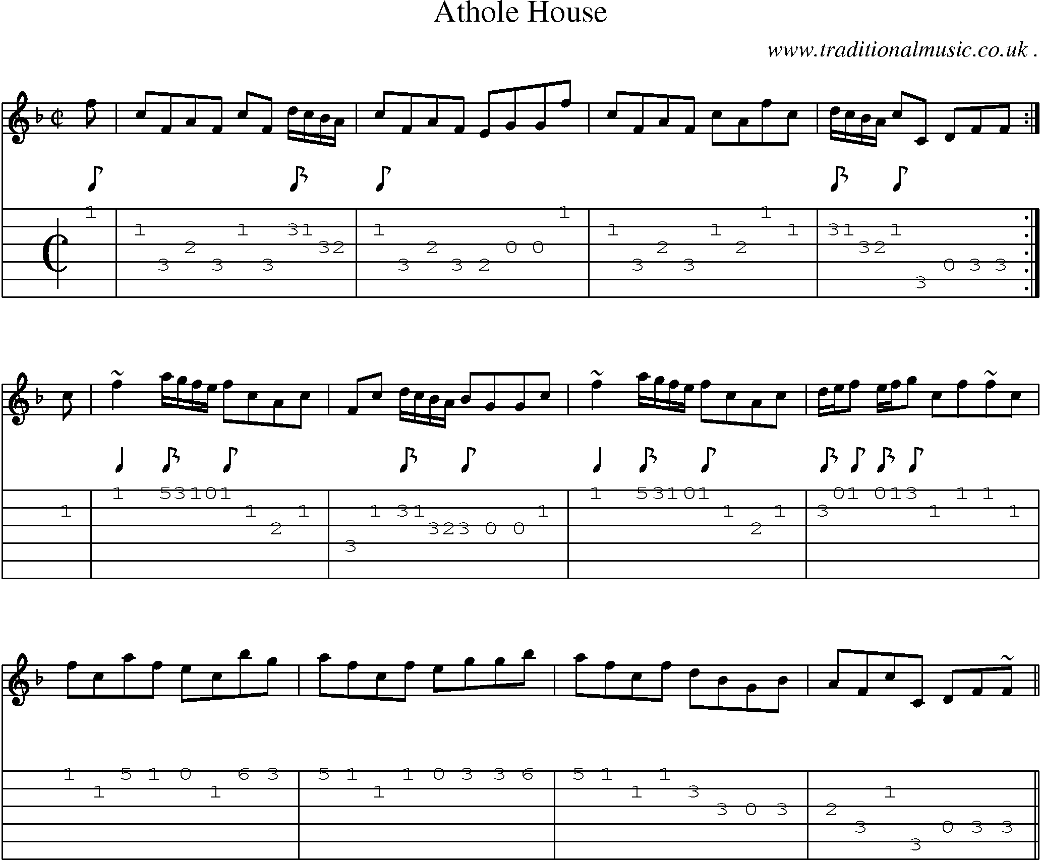 Sheet-music  score, Chords and Guitar Tabs for Athole House