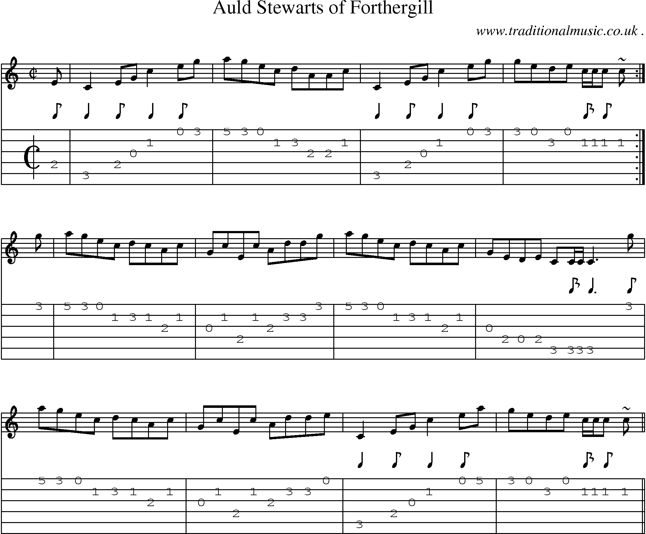 Sheet-music  score, Chords and Guitar Tabs for Auld Stewarts Of Forthergill