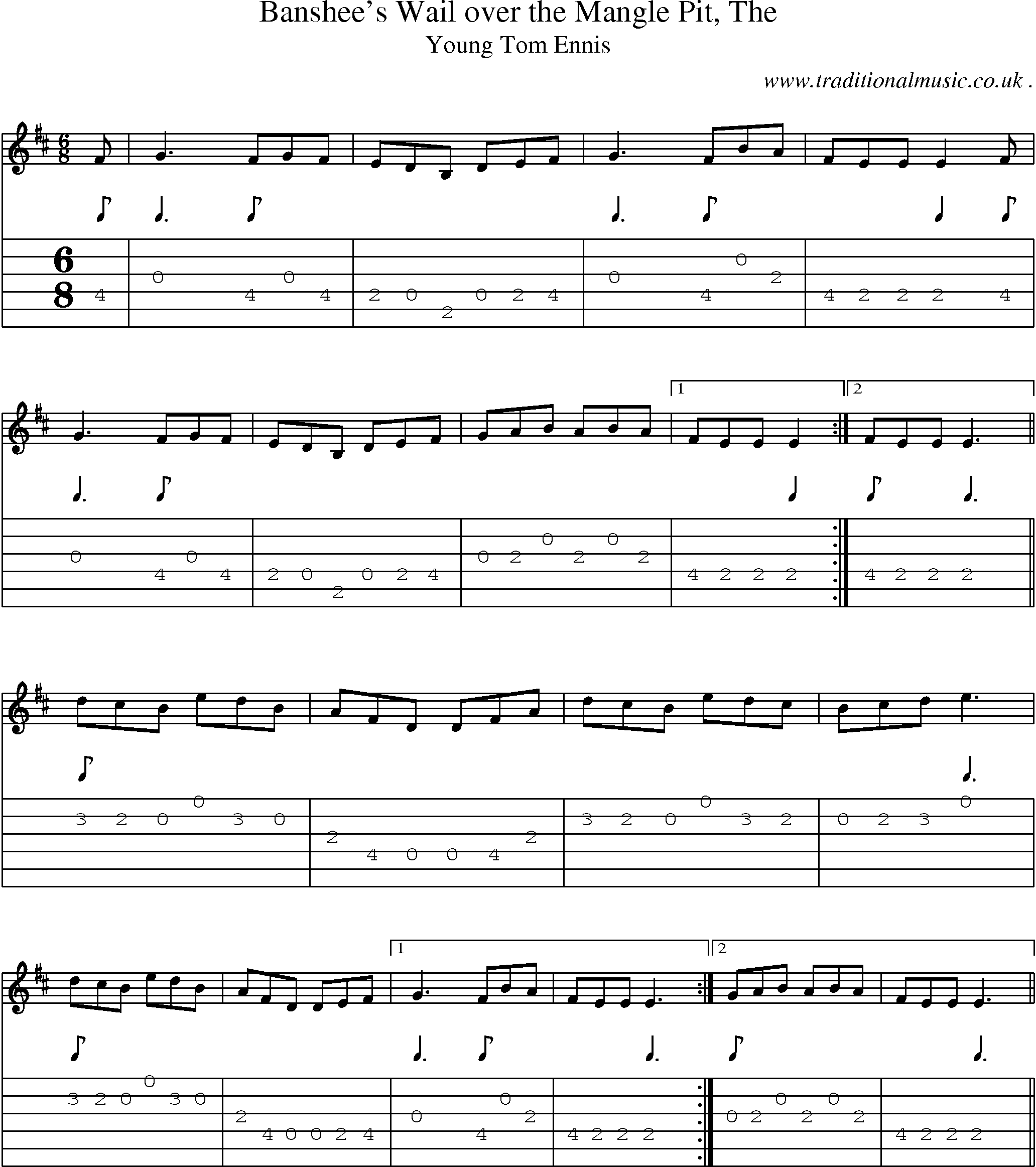 Sheet-music  score, Chords and Guitar Tabs for Banshees Wail Over The Mangle Pit The