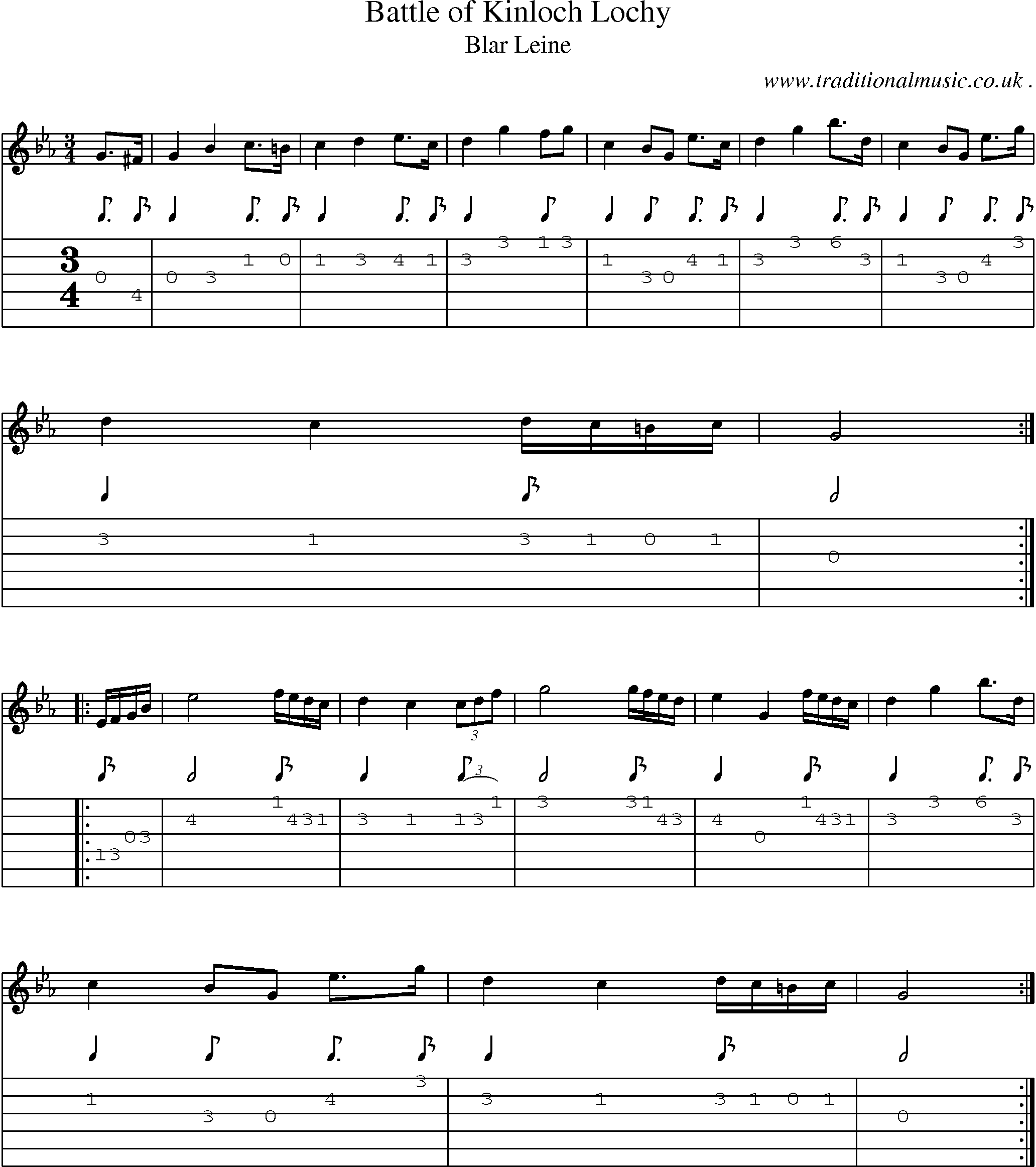 Sheet-music  score, Chords and Guitar Tabs for Battle Of Kinloch Lochy