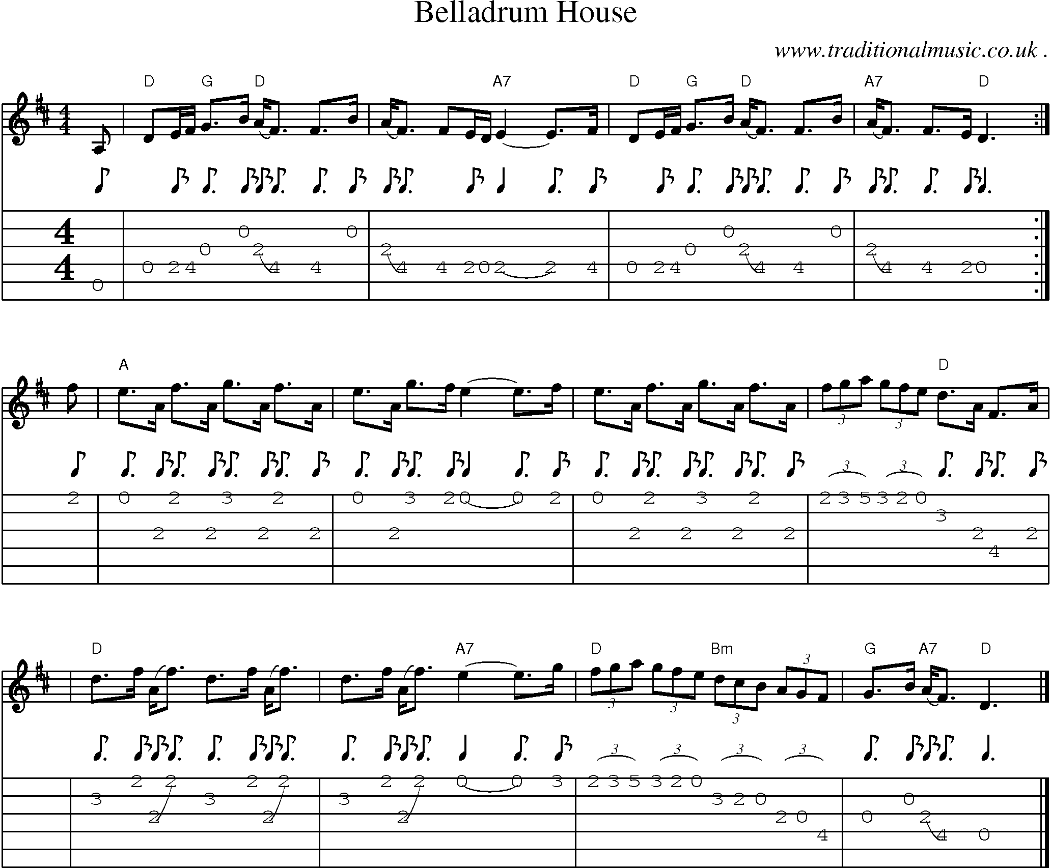 Sheet-music  score, Chords and Guitar Tabs for Belladrum House