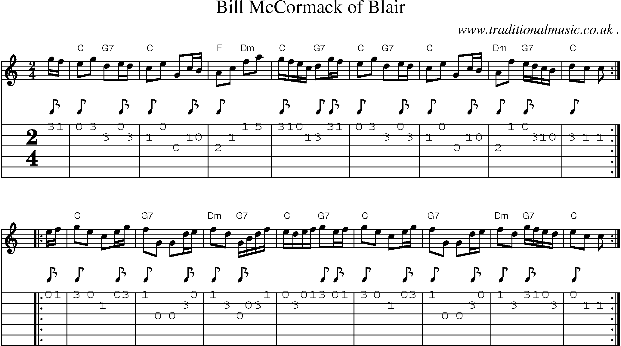 Sheet-music  score, Chords and Guitar Tabs for Bill Mccormack Of Blair