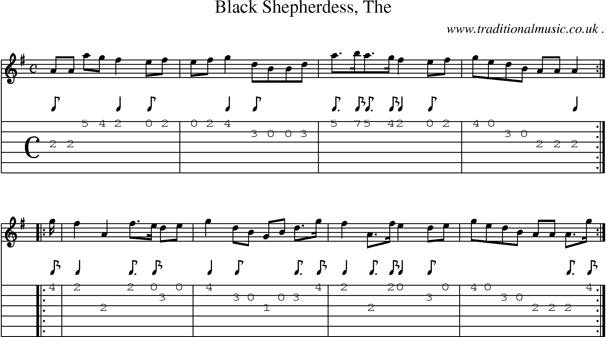 Sheet-music  score, Chords and Guitar Tabs for Black Shepherdess The