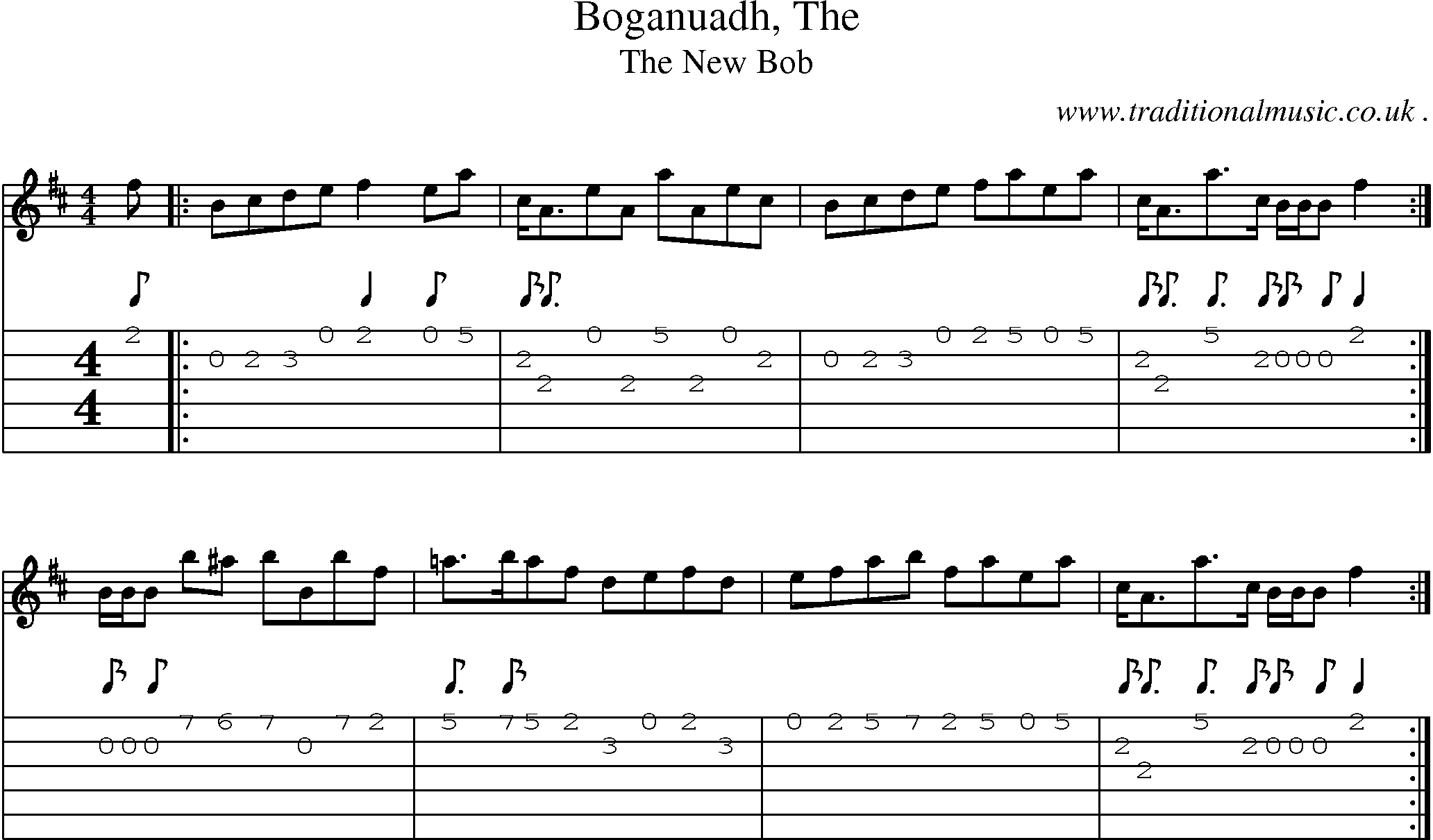Sheet-music  score, Chords and Guitar Tabs for Boganuadh The
