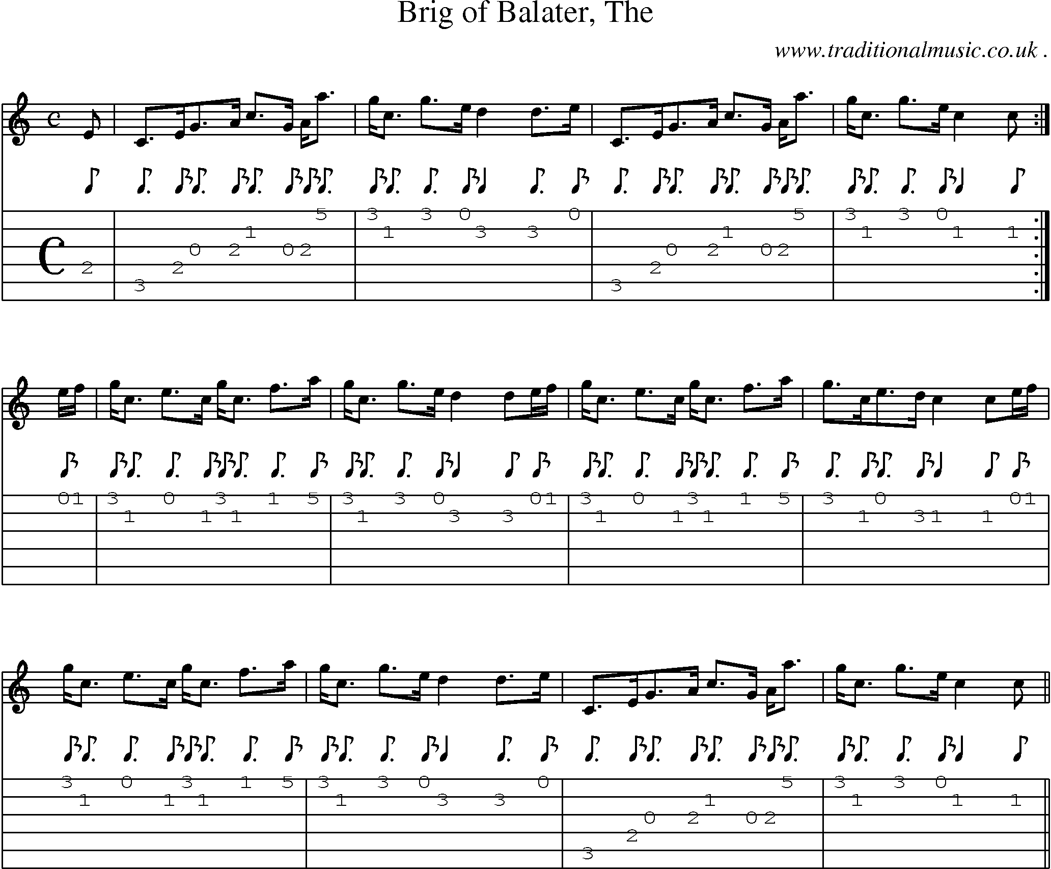 Sheet-music  score, Chords and Guitar Tabs for Brig Of Balater The