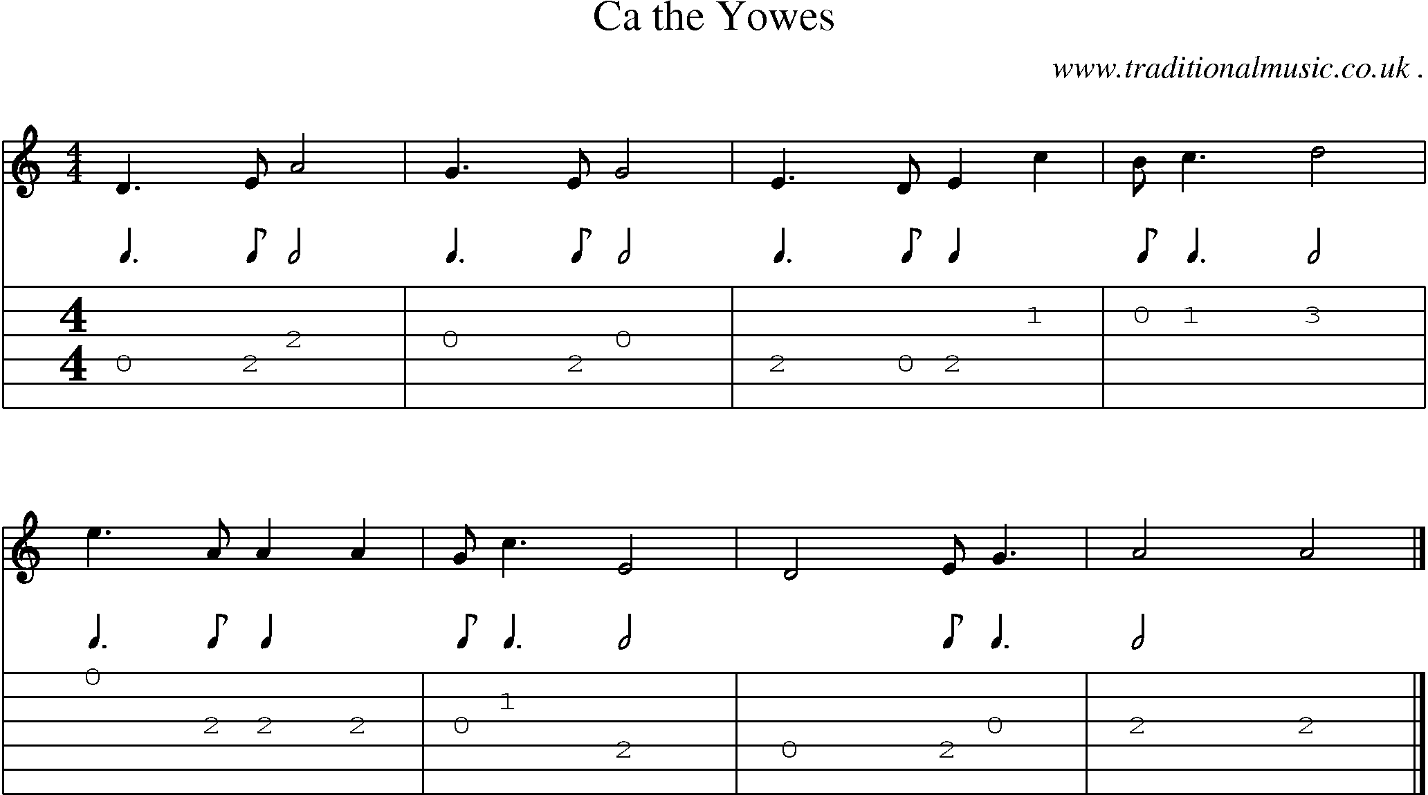 Sheet-music  score, Chords and Guitar Tabs for Ca The Yowes