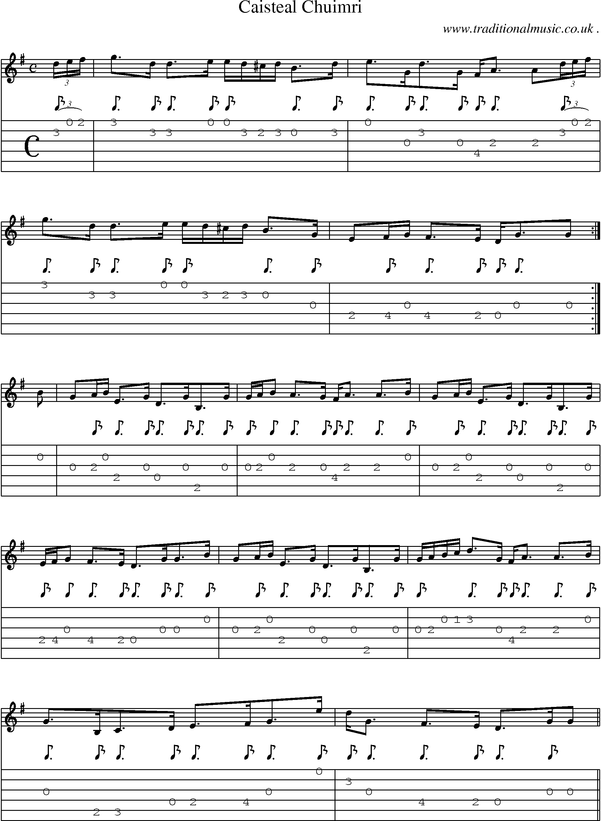 Sheet-music  score, Chords and Guitar Tabs for Caisteal Chuimri