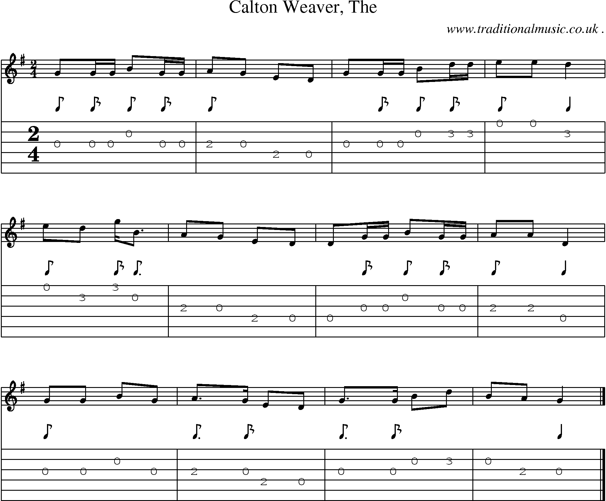 Sheet-music  score, Chords and Guitar Tabs for Calton Weaver The