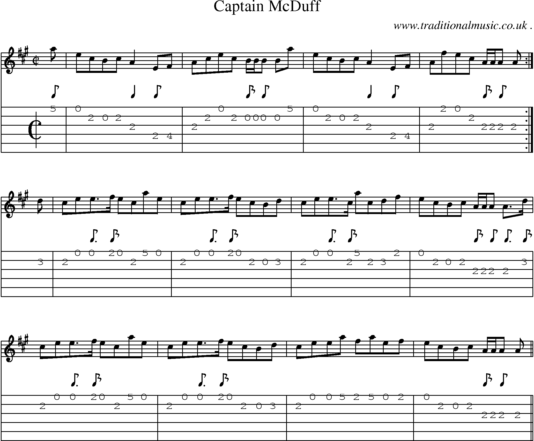 Sheet-music  score, Chords and Guitar Tabs for Captain Mcduff