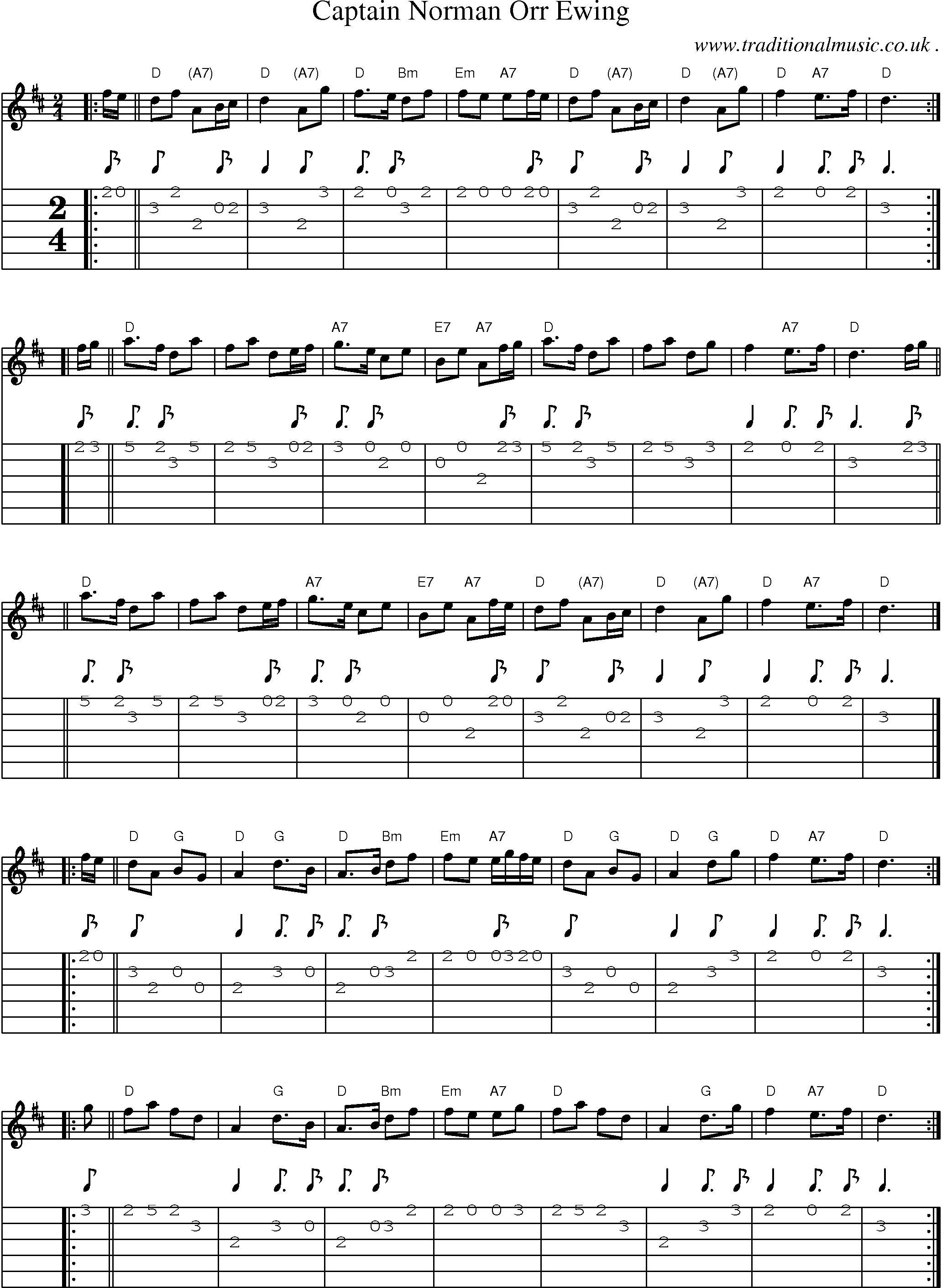 Sheet-music  score, Chords and Guitar Tabs for Captain Norman Orr Ewing