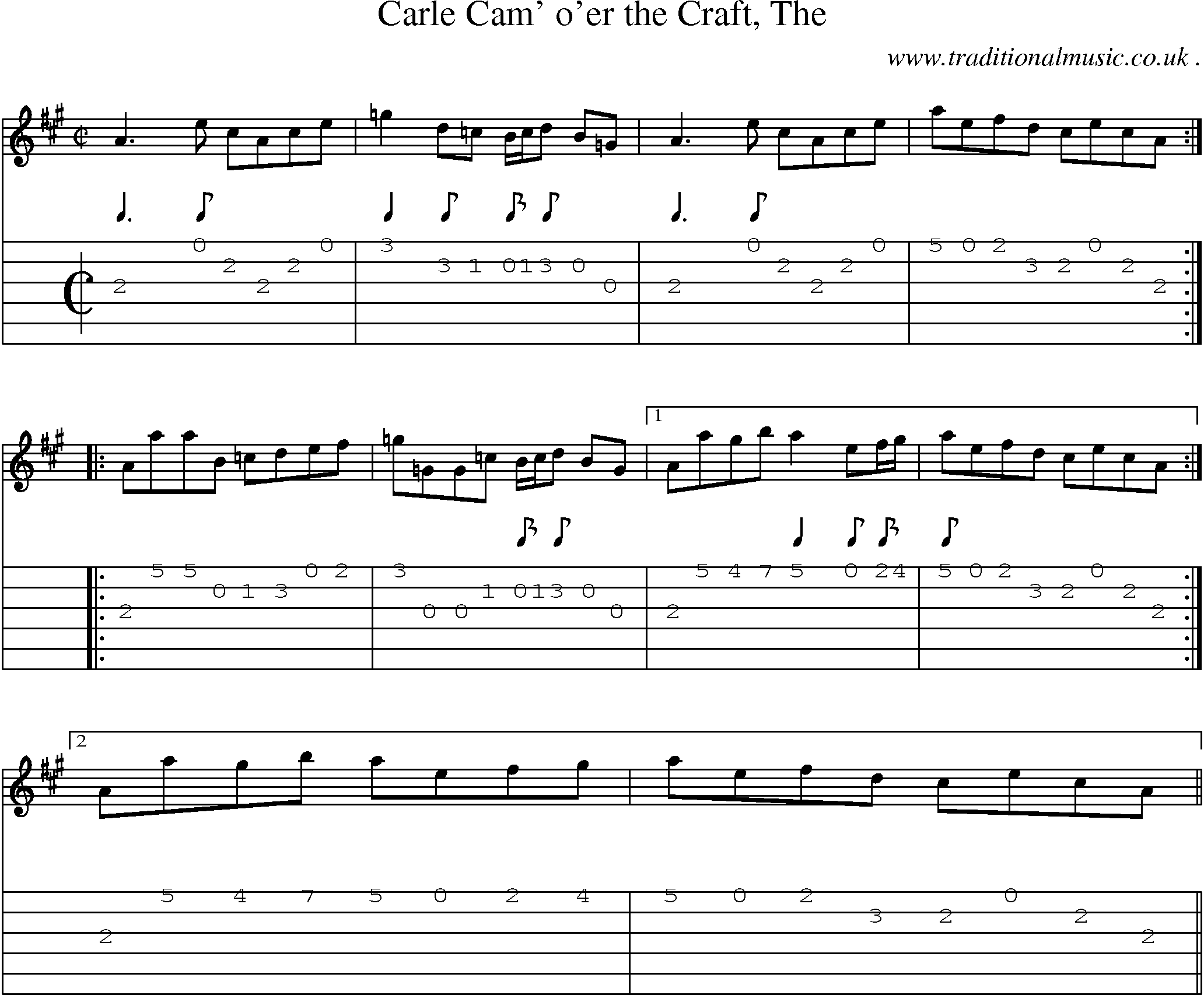 Sheet-music  score, Chords and Guitar Tabs for Carle Cam Oer The Craft The