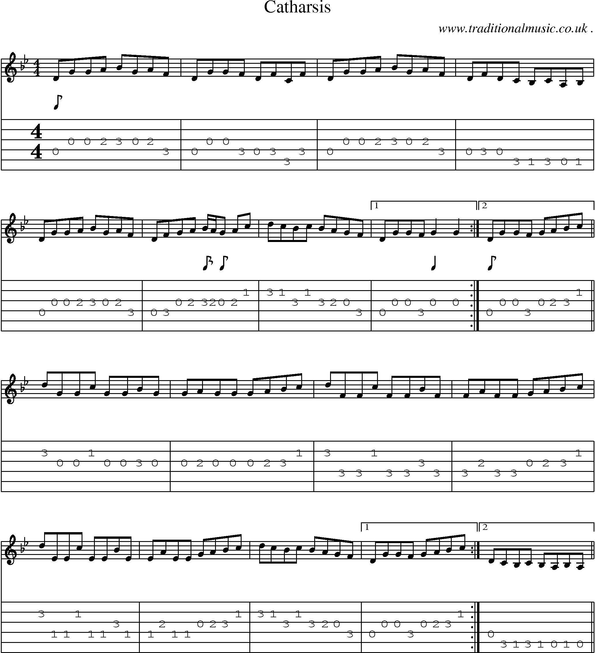 Sheet-music  score, Chords and Guitar Tabs for Catharsis