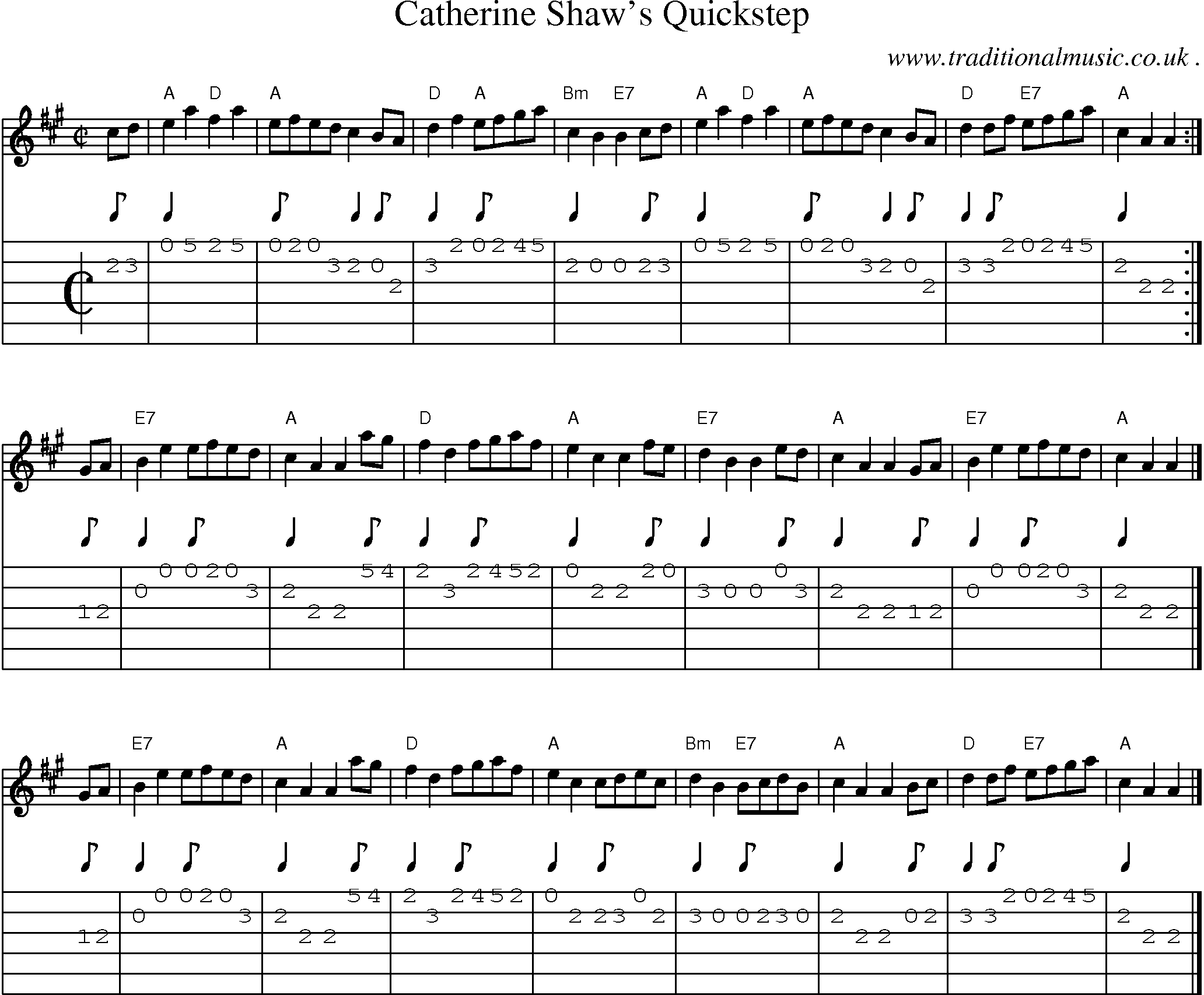 Sheet-music  score, Chords and Guitar Tabs for Catherine Shaws Quickstep