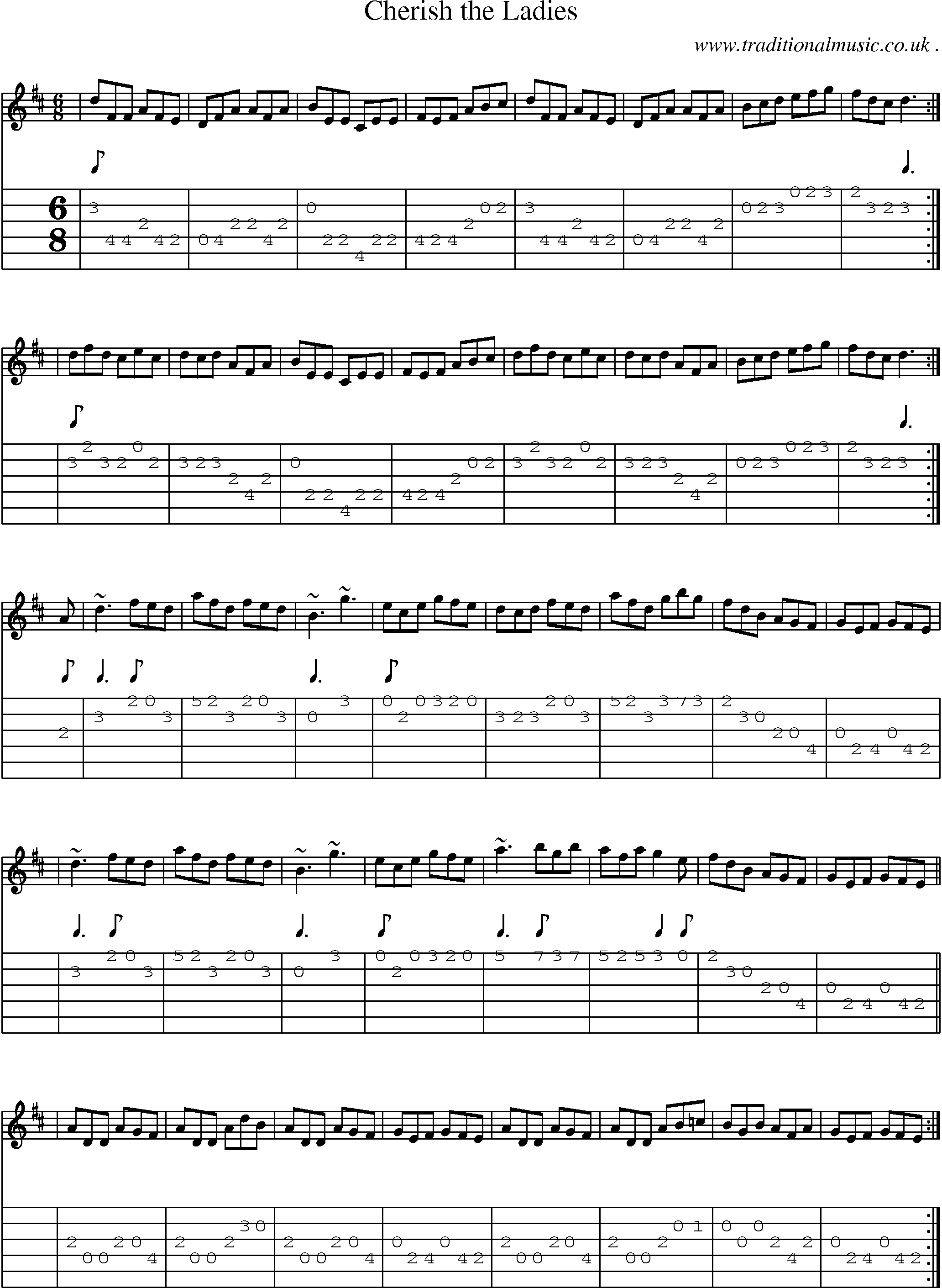 Sheet-music  score, Chords and Guitar Tabs for Cherish The Ladies