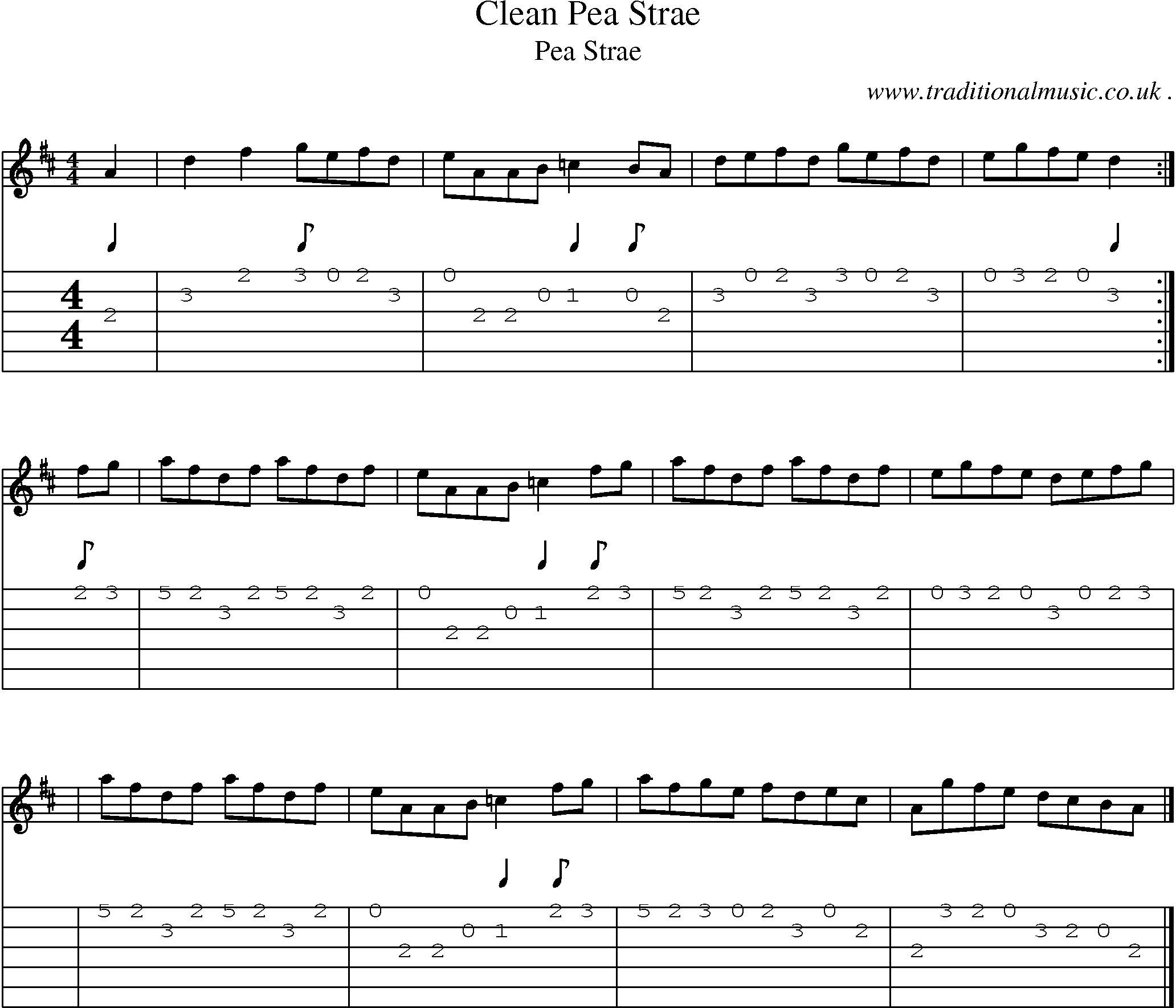 Sheet-music  score, Chords and Guitar Tabs for Clean Pea Strae
