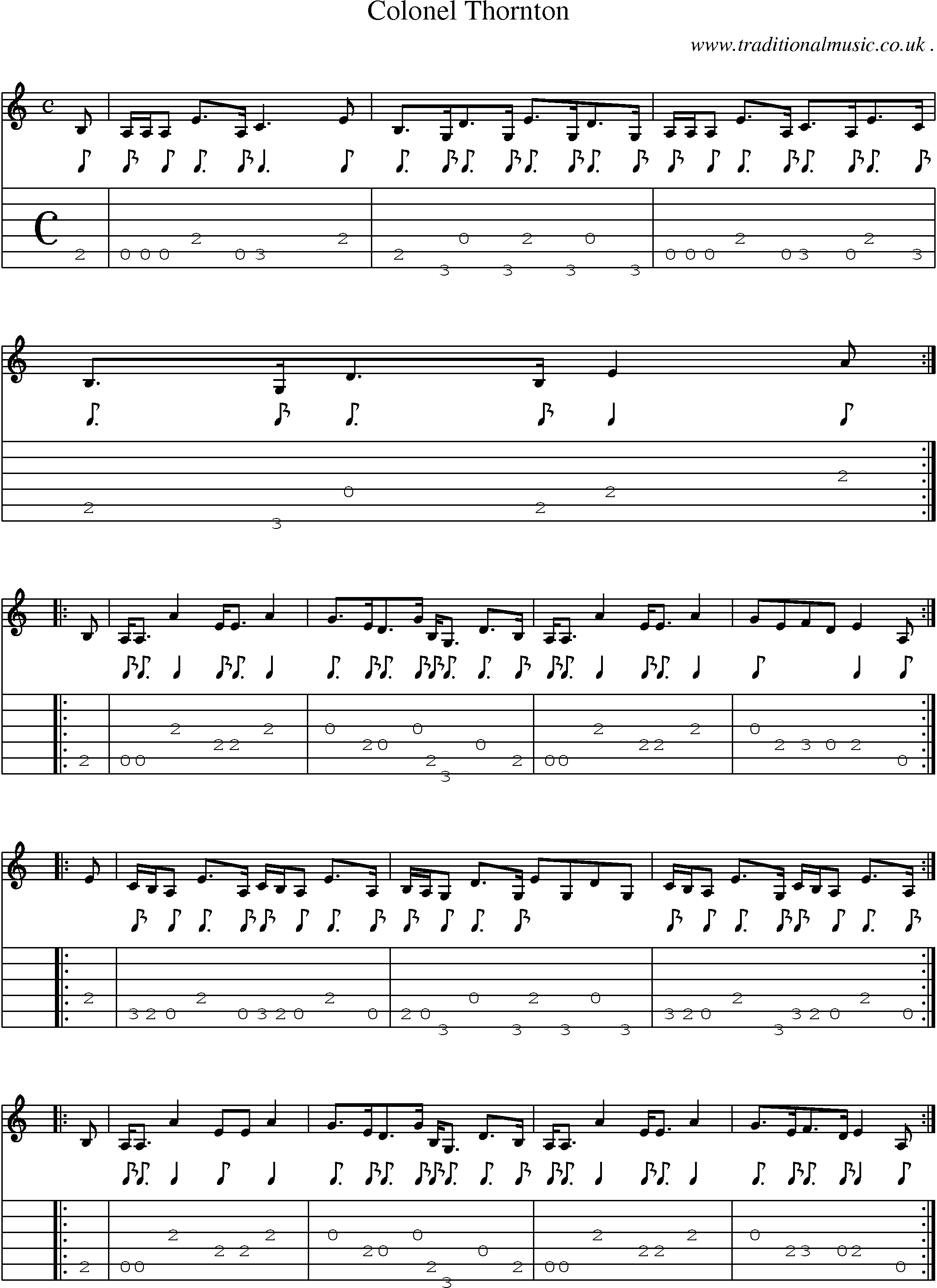 Sheet-music  score, Chords and Guitar Tabs for Colonel Thornton