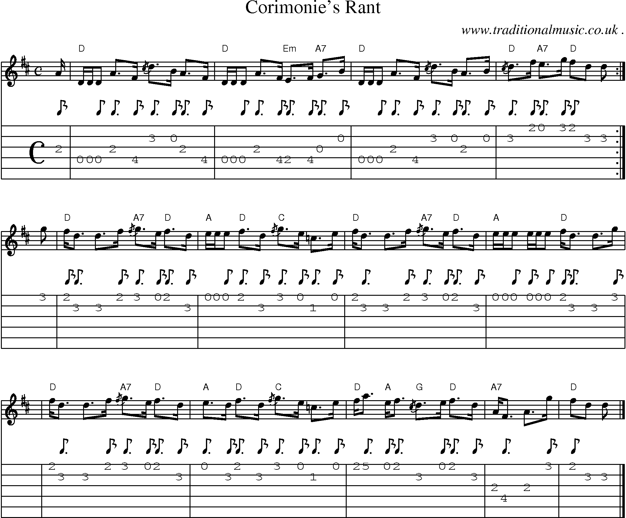 Sheet-music  score, Chords and Guitar Tabs for Corimonies Rant