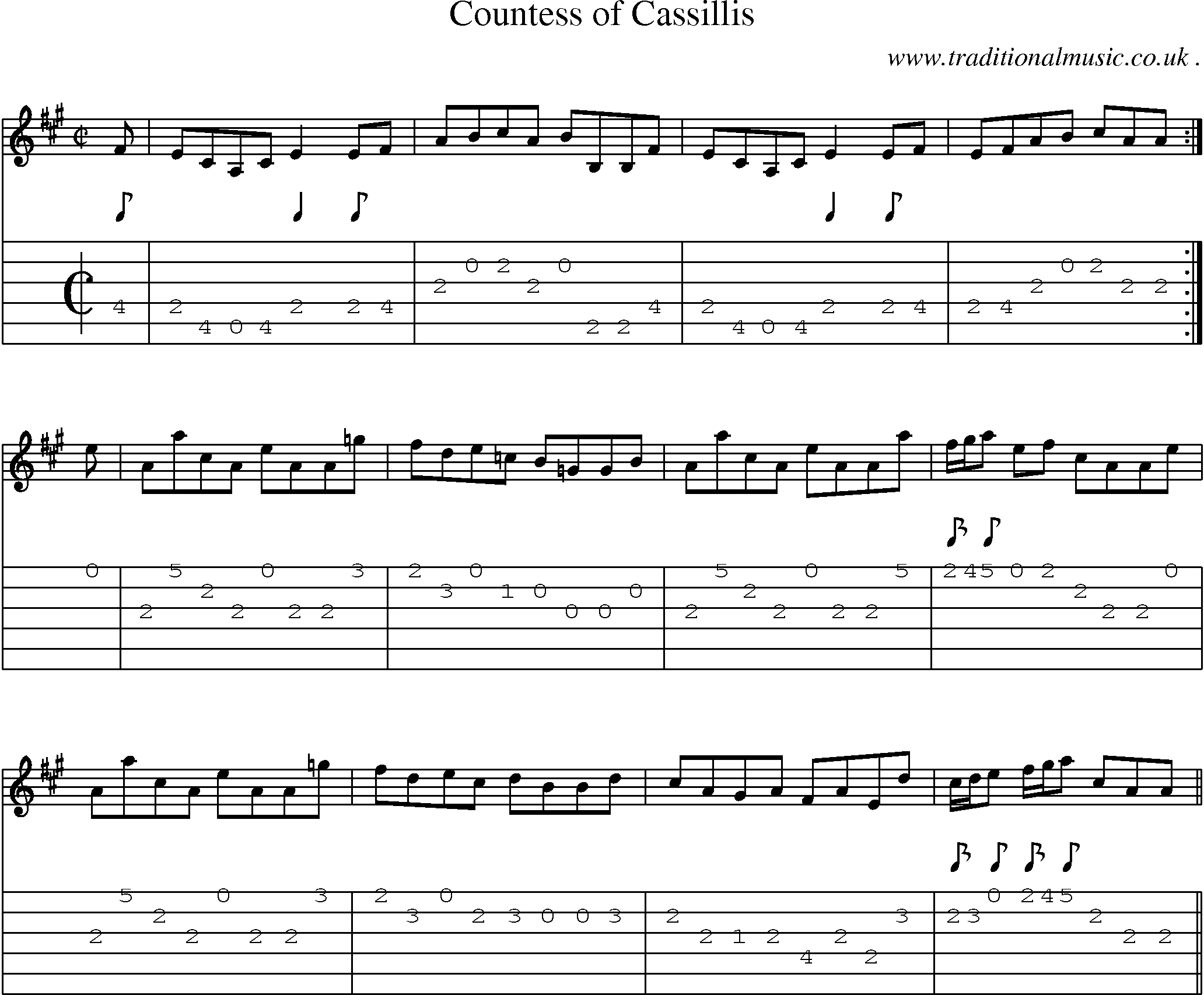 Sheet-music  score, Chords and Guitar Tabs for Countess Of Cassillis