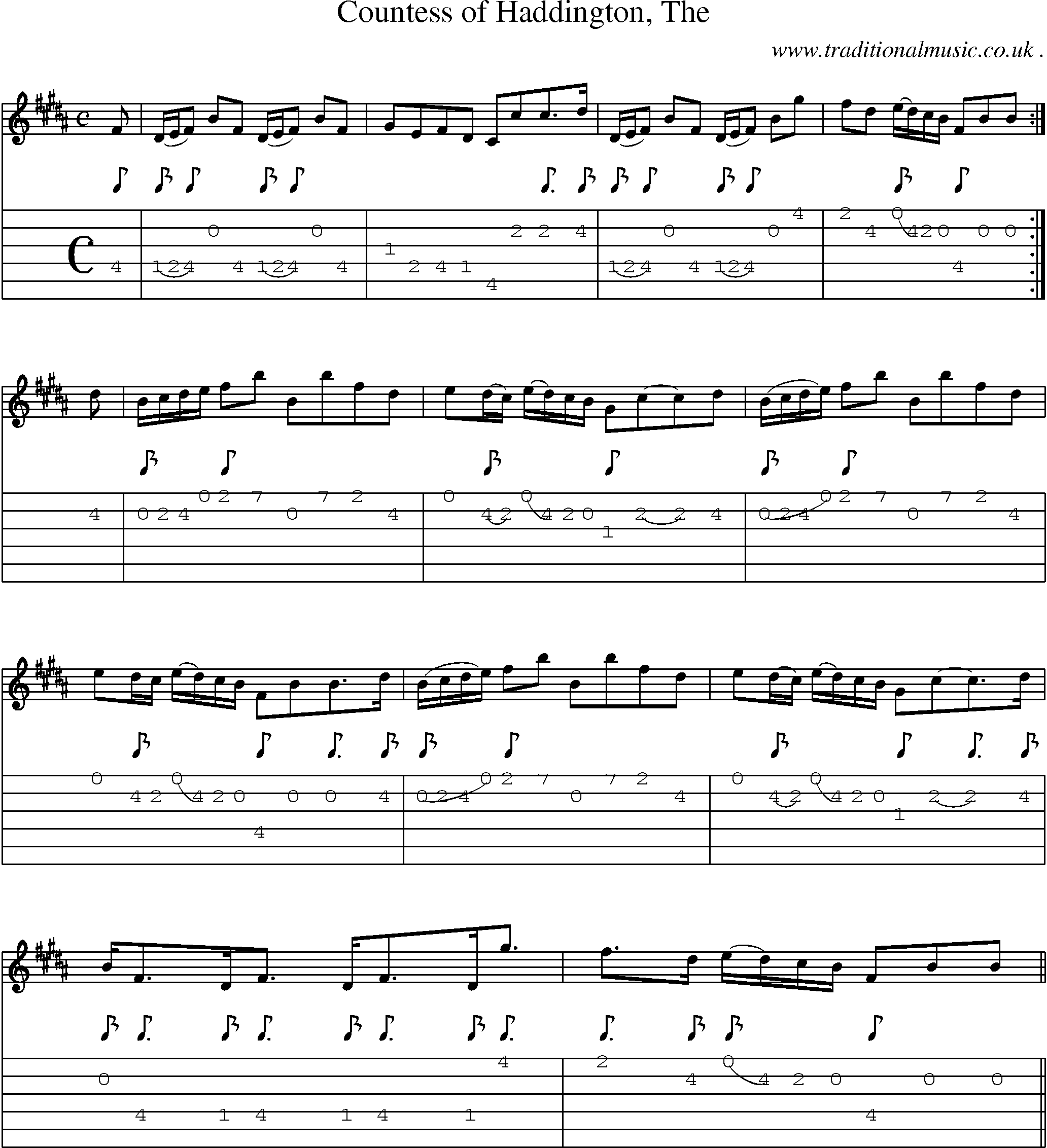 Sheet-music  score, Chords and Guitar Tabs for Countess Of Haddington The