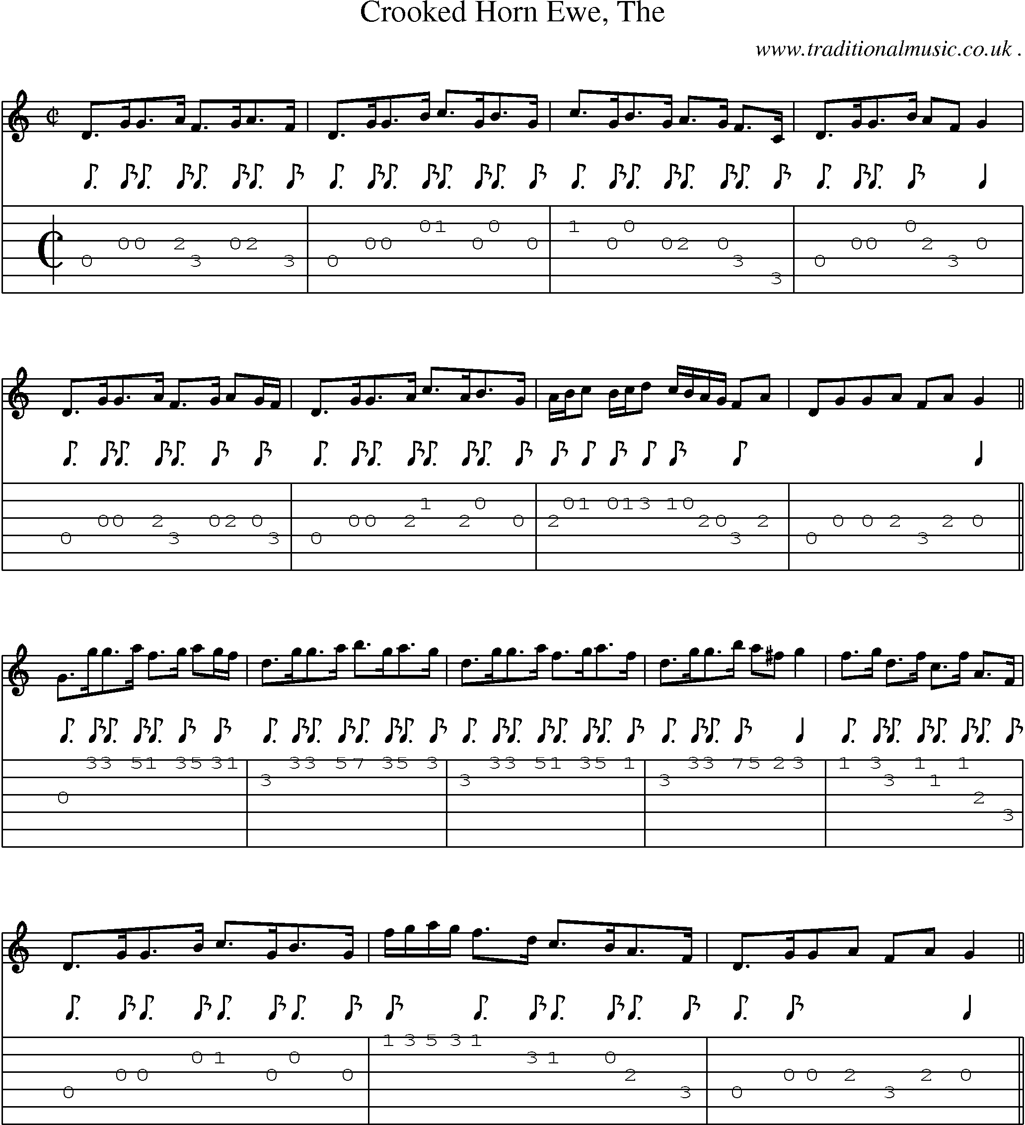 Sheet-music  score, Chords and Guitar Tabs for Crooked Horn Ewe The