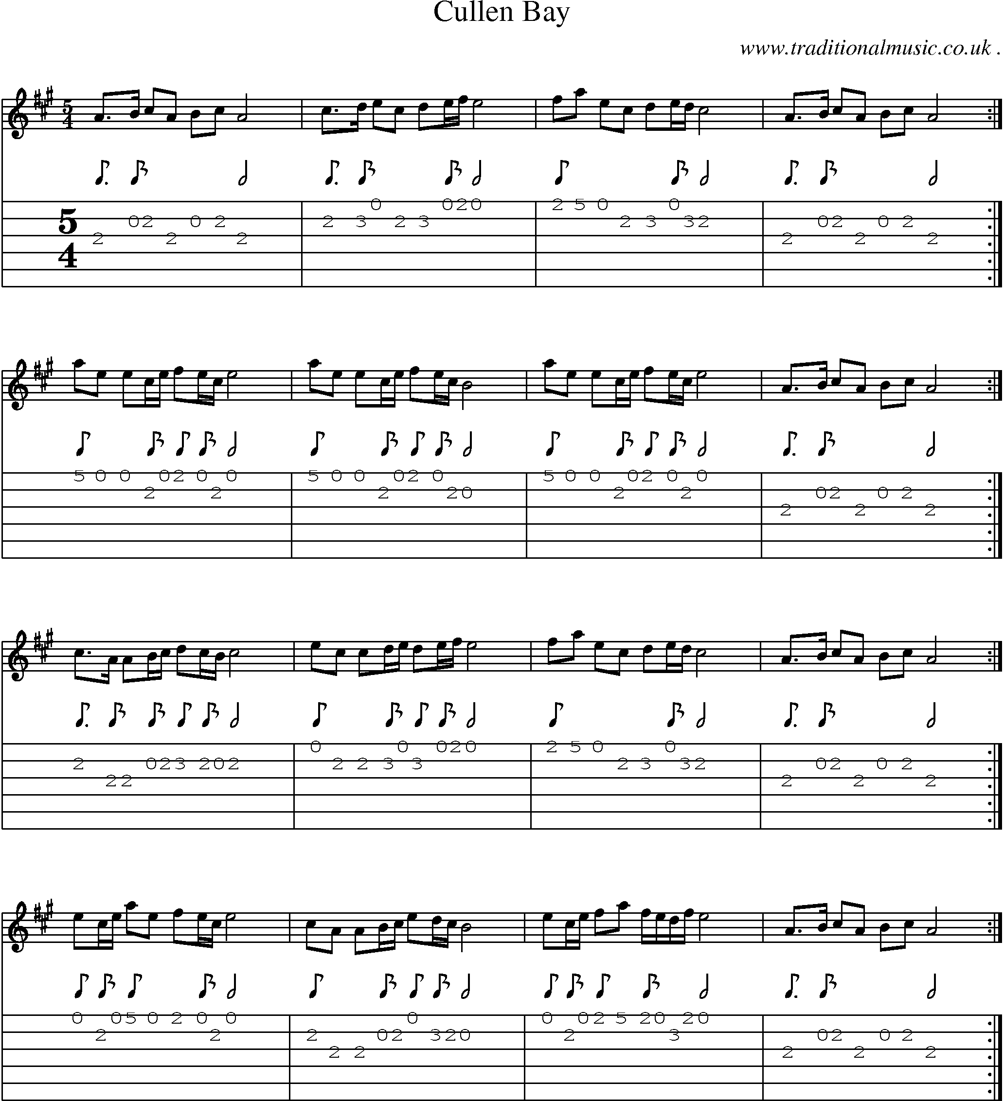 Sheet-music  score, Chords and Guitar Tabs for Cullen Bay
