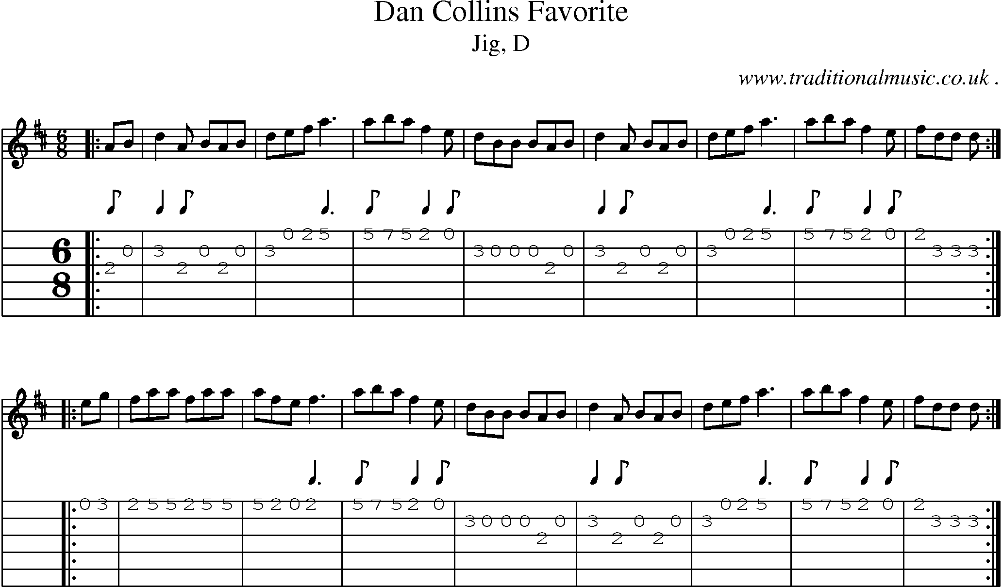 Sheet-music  score, Chords and Guitar Tabs for Dan Collins Favorite
