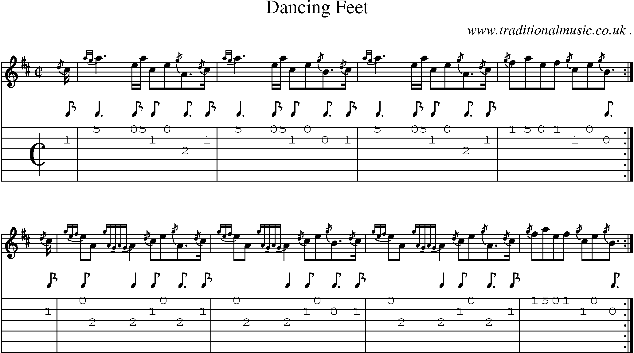 Sheet-music  score, Chords and Guitar Tabs for Dancing Feet