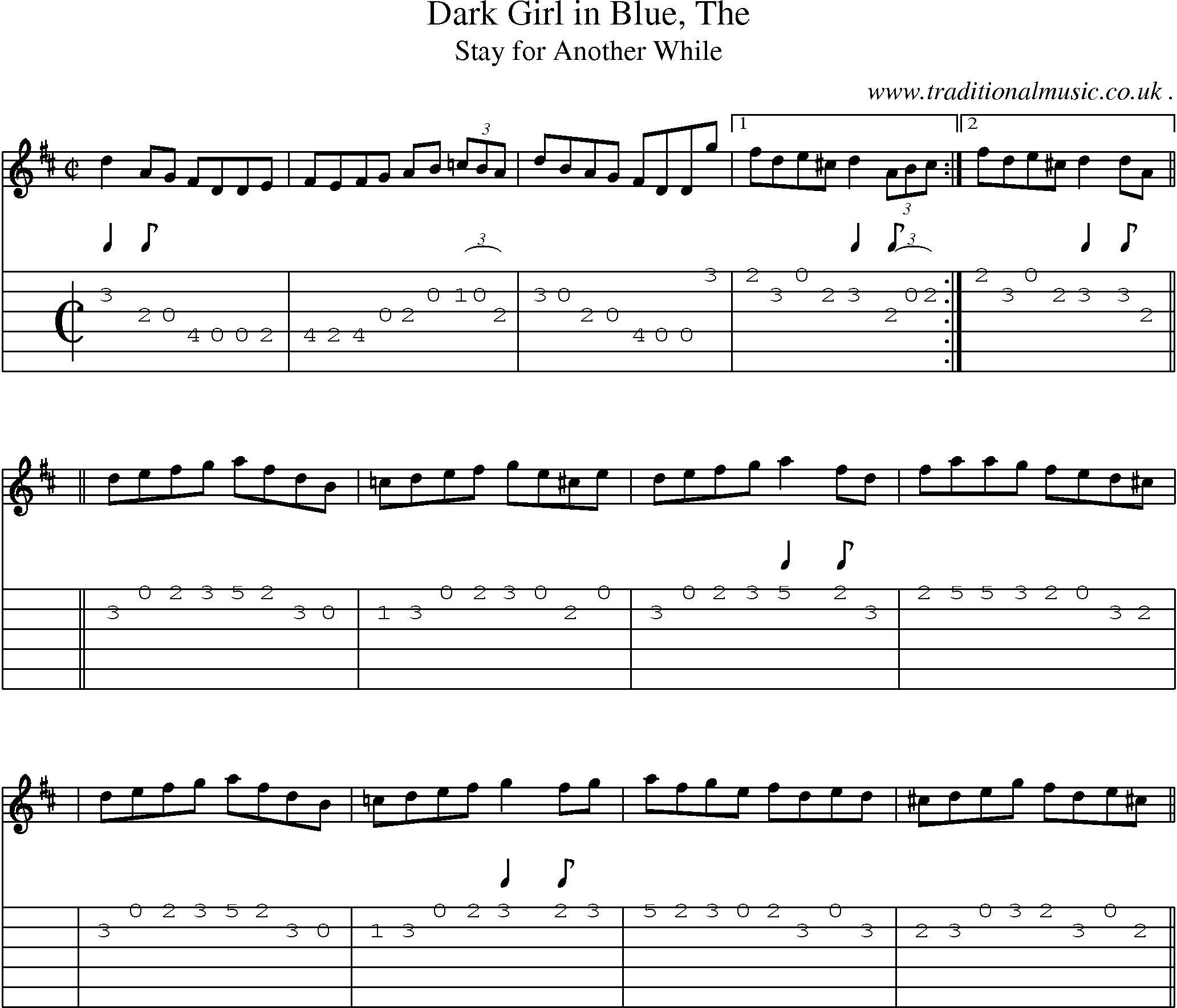 Sheet-music  score, Chords and Guitar Tabs for Dark Girl In Blue The